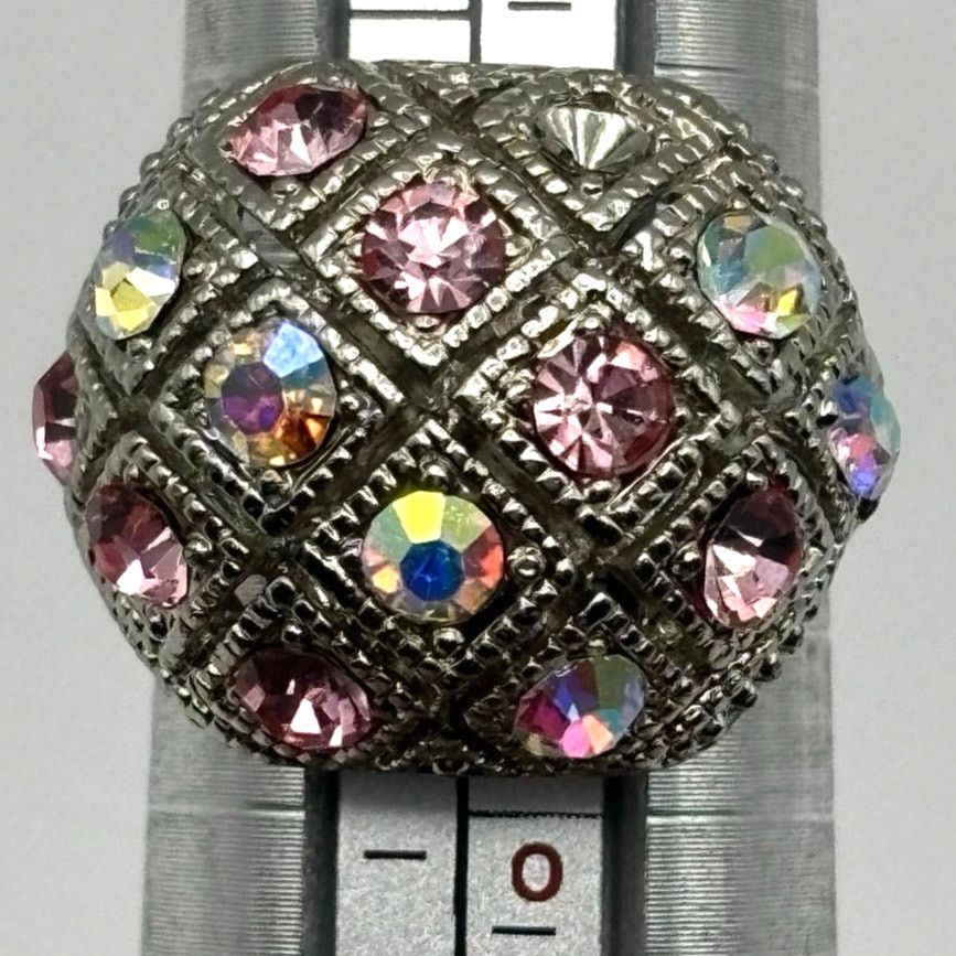 Other Pink & Silver Crystal Dome Ring Size ONE SIZE - 4 Thumbnail