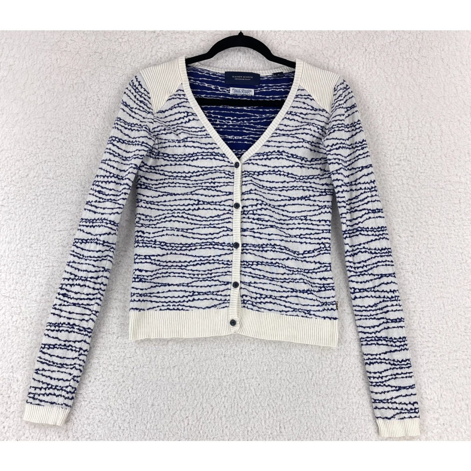 Maison Scotch Maison Scotch Cardigan Sweater Womens Petite Size PP White Knit Long Sleeve Casual Size XXS / US 00 / IT 34 - 2 Thumbnail