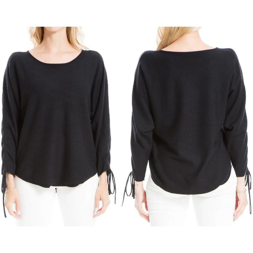 Other NWT New $118 MAX STUDIO Cinched Sleeve Curved Hem Black Swe Size XXL / US 16-18 / IT 52-54 - 1 Thumbnail