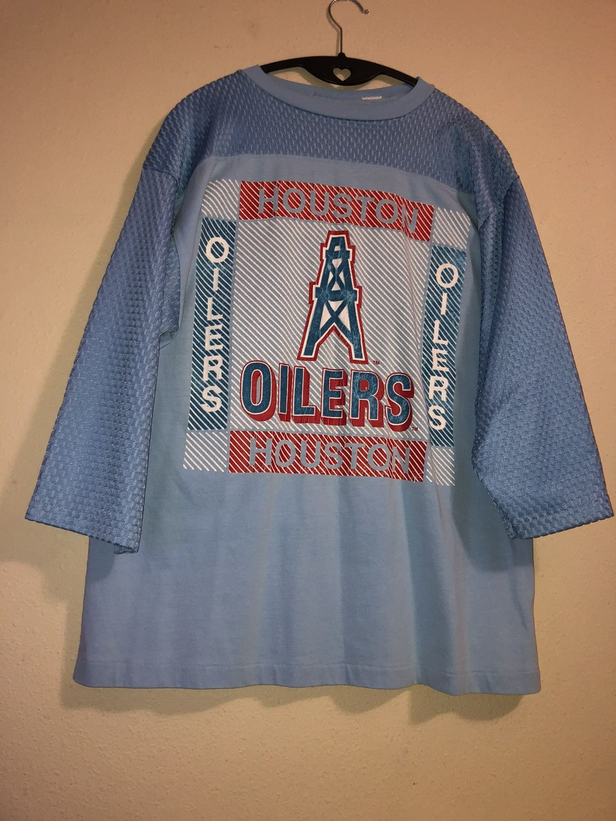 NFL Rare Vintage 1990s Houston Oilers mesh velvet jersey texas Size US L / EU 52-54 / 3 - 2 Thumbnail