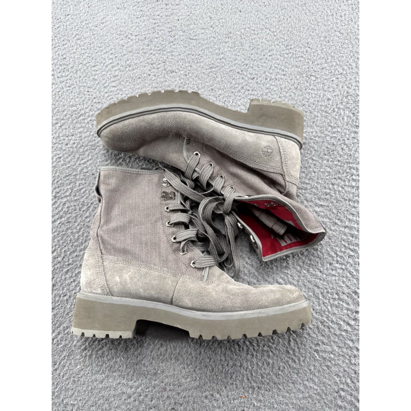 Timberland Timberland Boots Women's Gray Suede Canvas Lace Up Mid-Calf 10 Combat Rubber Sole Lace Up Size 10 Size US 10 / IT 40 - 4 Thumbnail