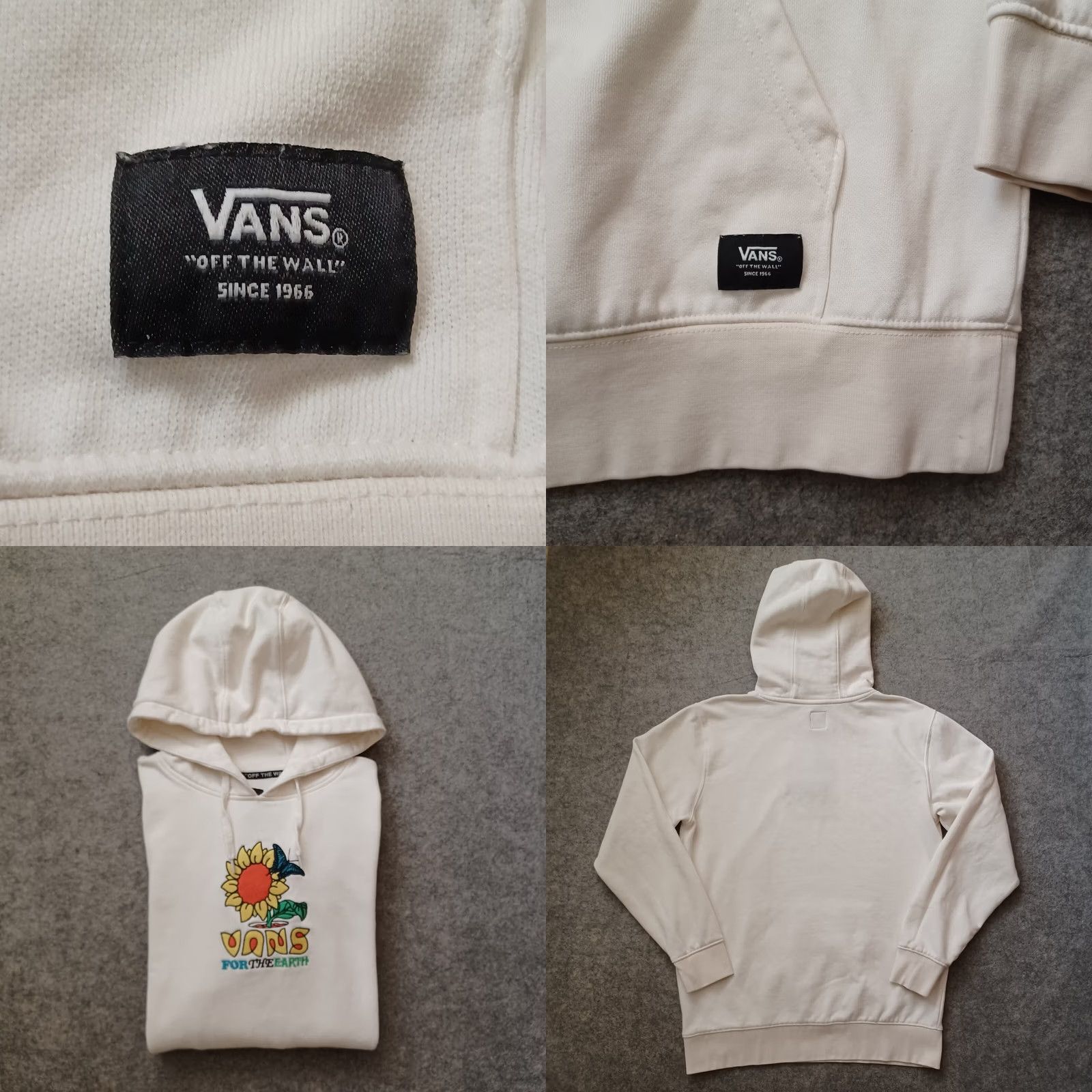 Vans VANS Mens Hoodie M Ivory Pullover Kangaroo Pocket Embroidered Logo For The Earth Zipper Pocket Size US M / EU 48-50 / 2 - 10 Thumbnail