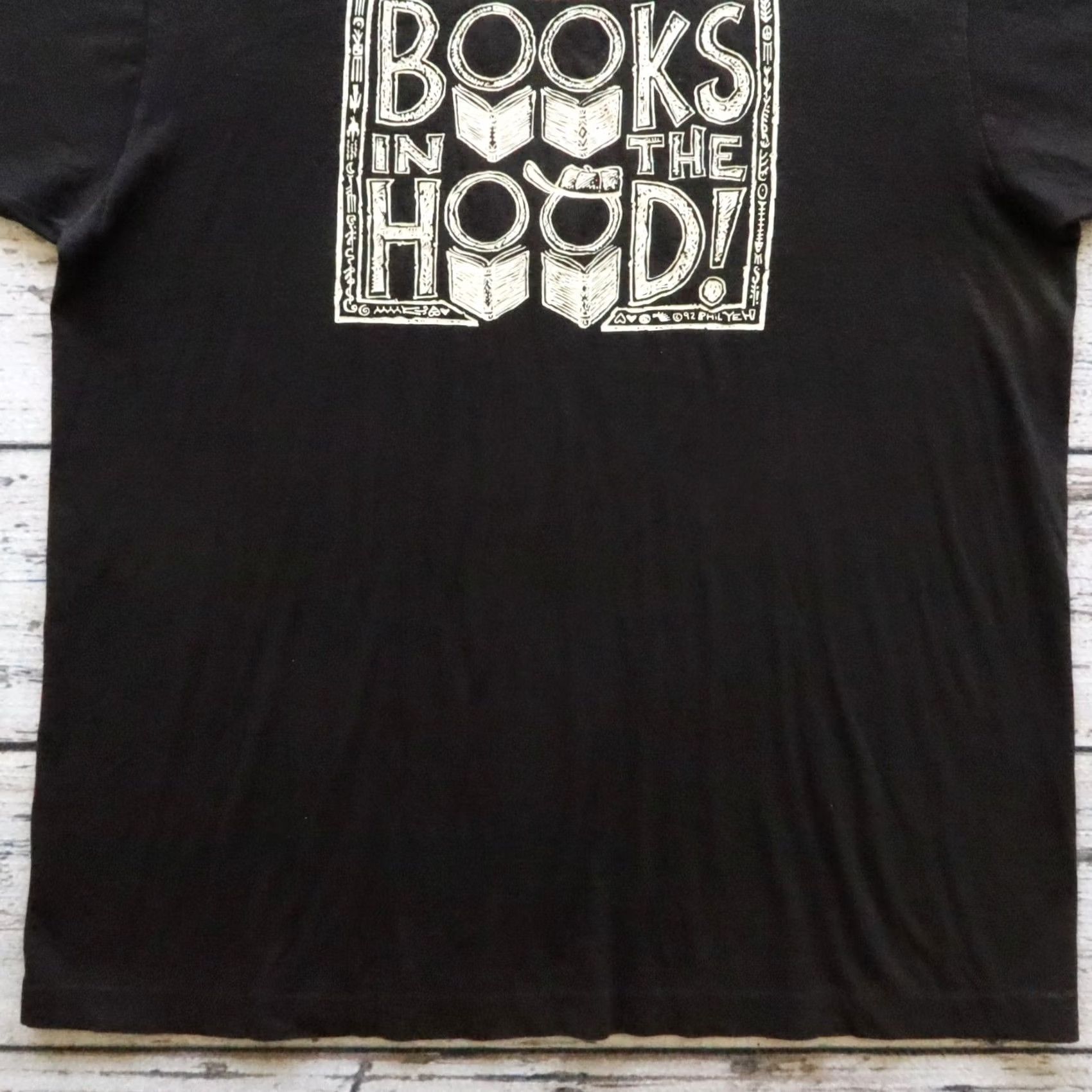 Fruit Of The Loom Vintage 90s Books In The Hood TShirt Black XL Mens T-Shirt Built in USA Single Stitch Fruit of the Loom Size US XL / EU 56 / 4 - 3 Thumbnail