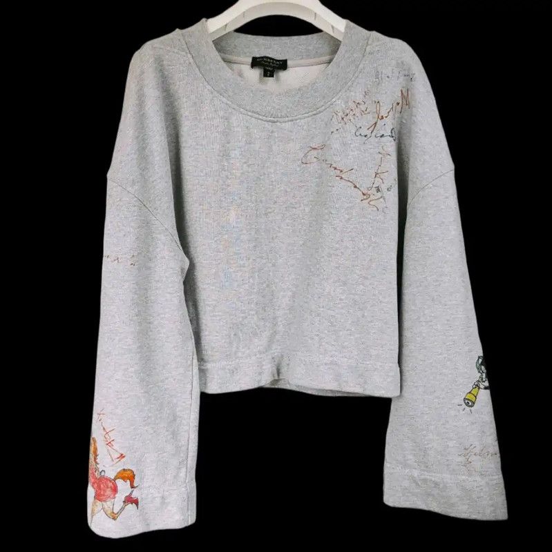 Burberry Burberry Gray Animal Print Cropped Sweatshirt Size ONE SIZE - 1 Thumbnail