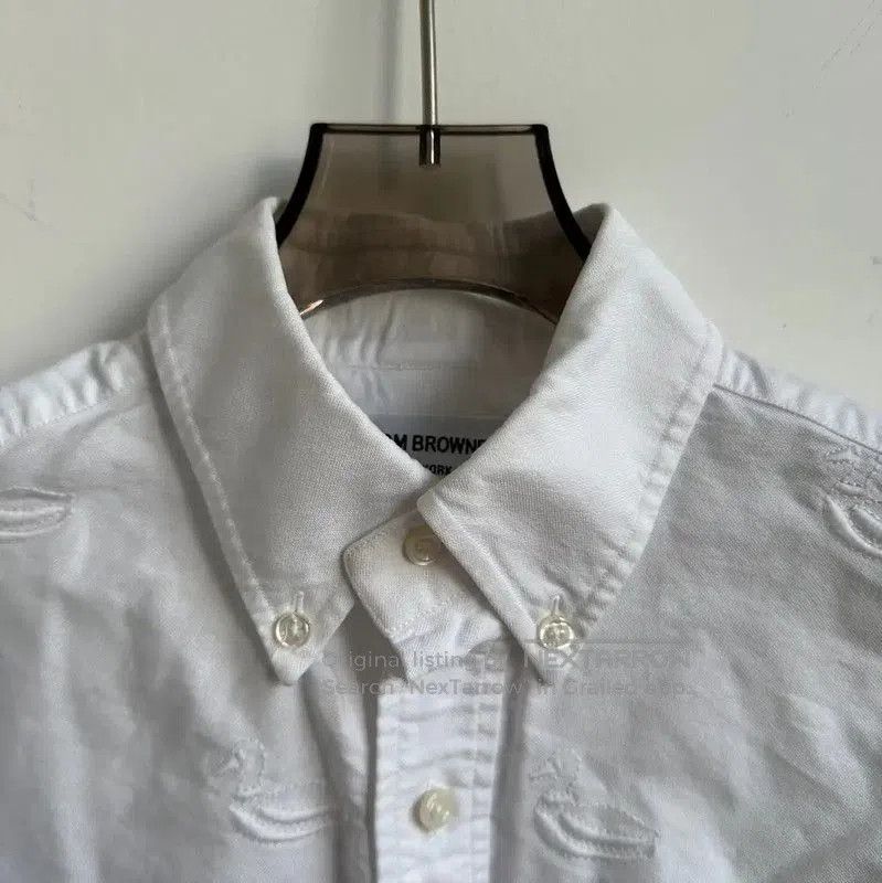 Thom Browne Thom Browne White Long Sleeve Cotton Shirt . Size US XS / EU 42 / 0 - 3 Thumbnail