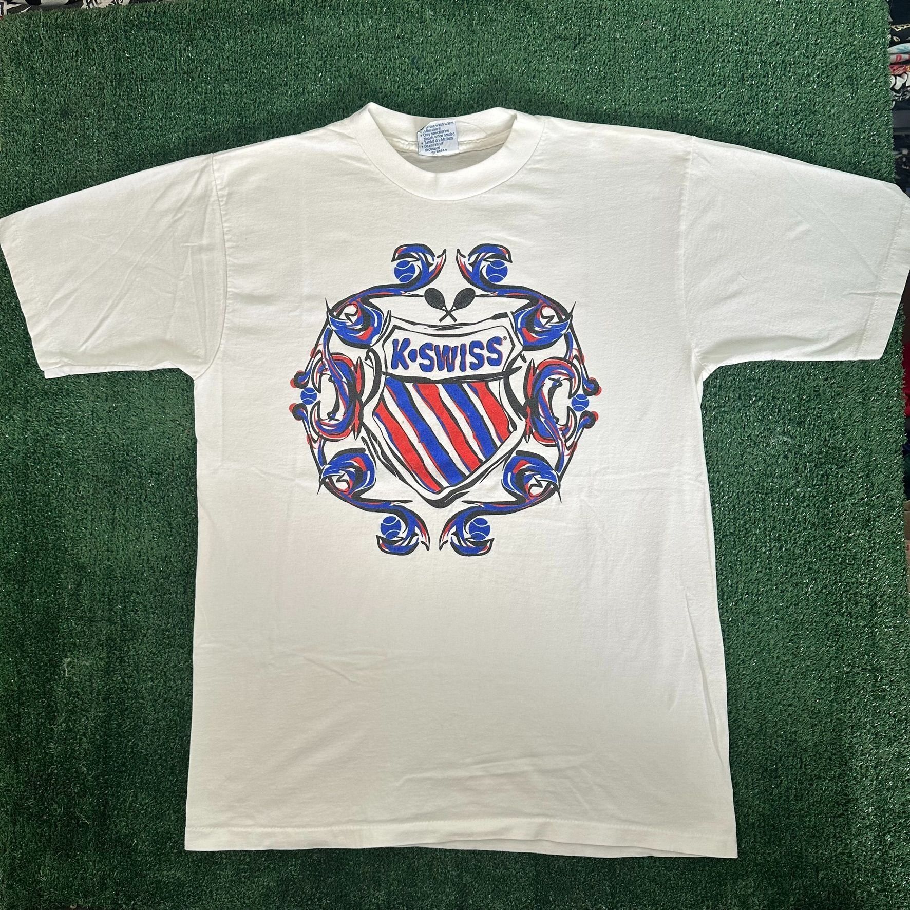 K-Swiss Vintage 90s K-Swiss Logo T-Shirt Single Stitch Tennis Tee Size US L / EU 52-54 / 3 - 1 Thumbnail