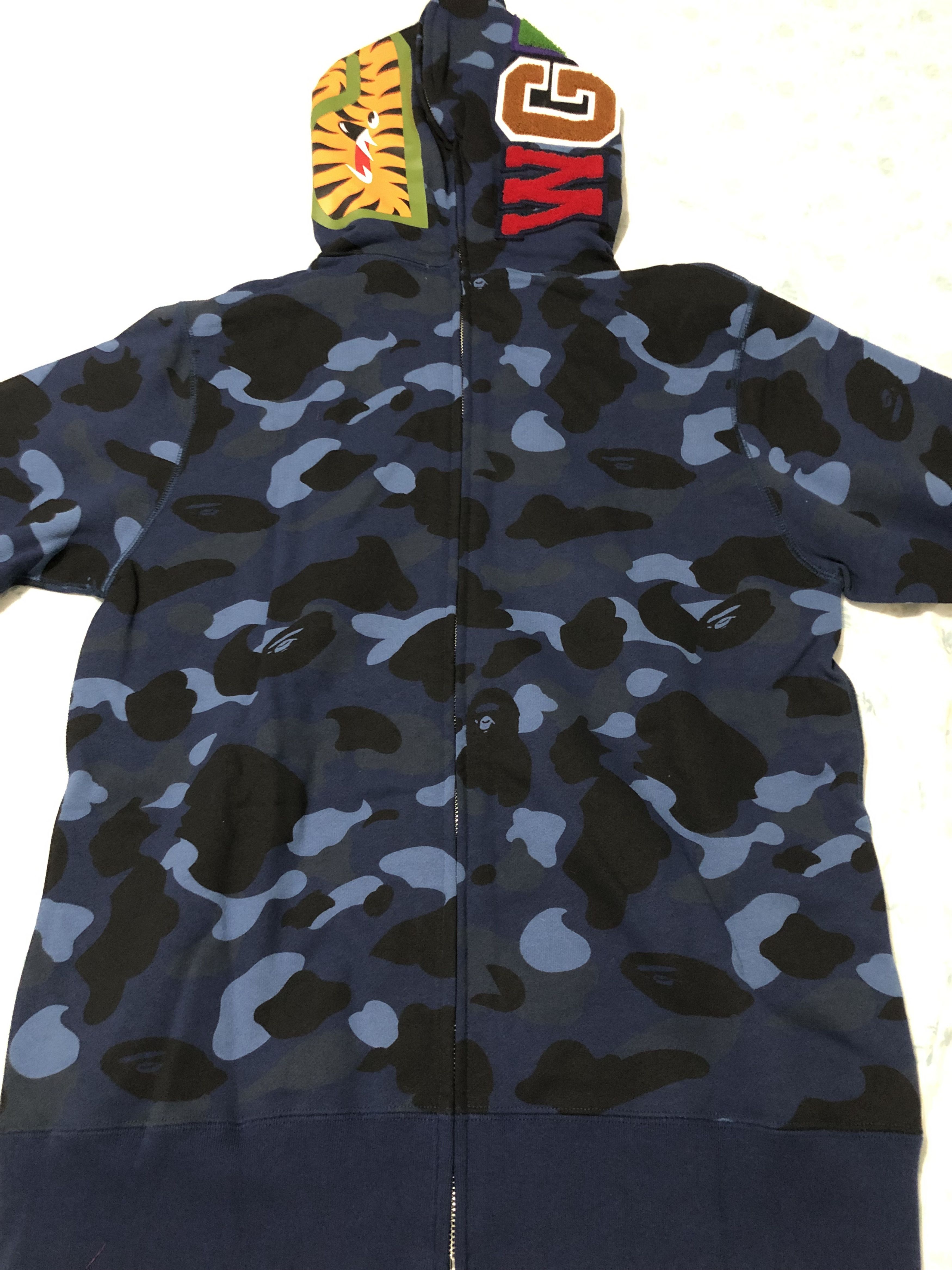 Bape Bape Color Camo Seperate Shark Hoodie Full Zip Blue - Large Size US L / EU 52-54 / 3 - 6 Thumbnail