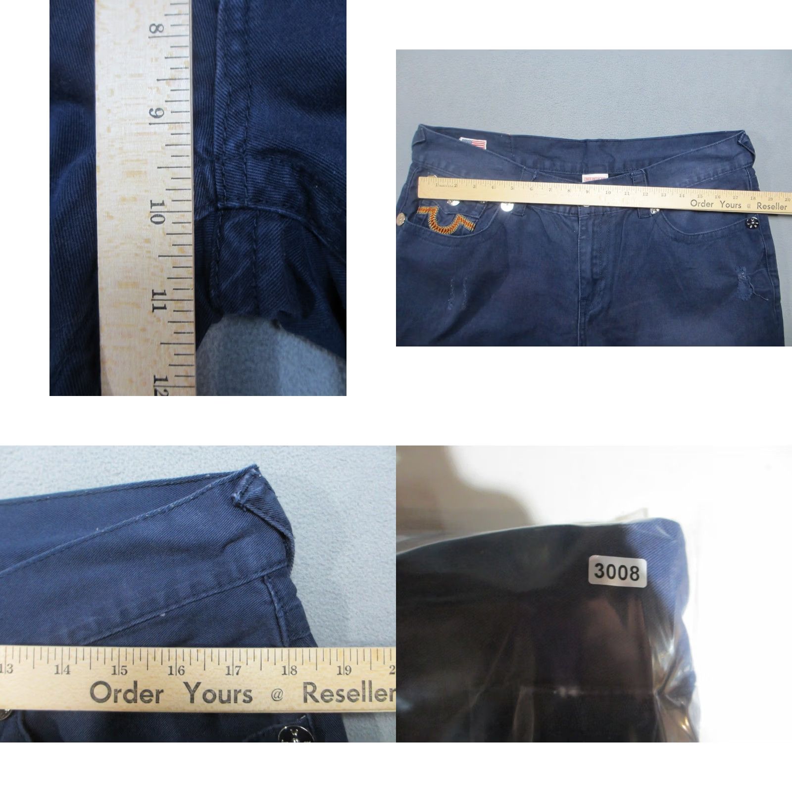 True Religion True Religion Jeans Mens 38x34 Blue Denim Ricky Straight Distressed Embroidered Jeans Size US 38 / EU 54 - 9 Thumbnail