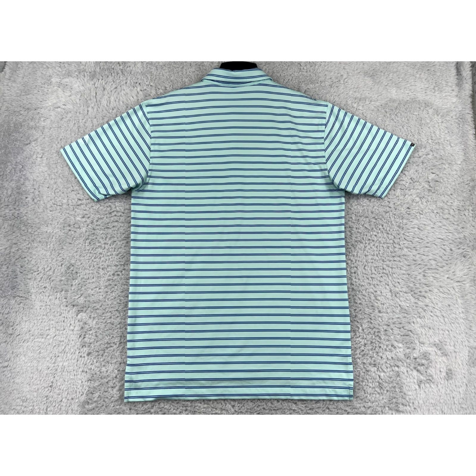 Vintage Dunning Polo Shirt Mens Large Teal Striped Golf Golfer Polyester Blend Outdoor Shirt Size US L / EU 52-54 / 3 - 2 Thumbnail