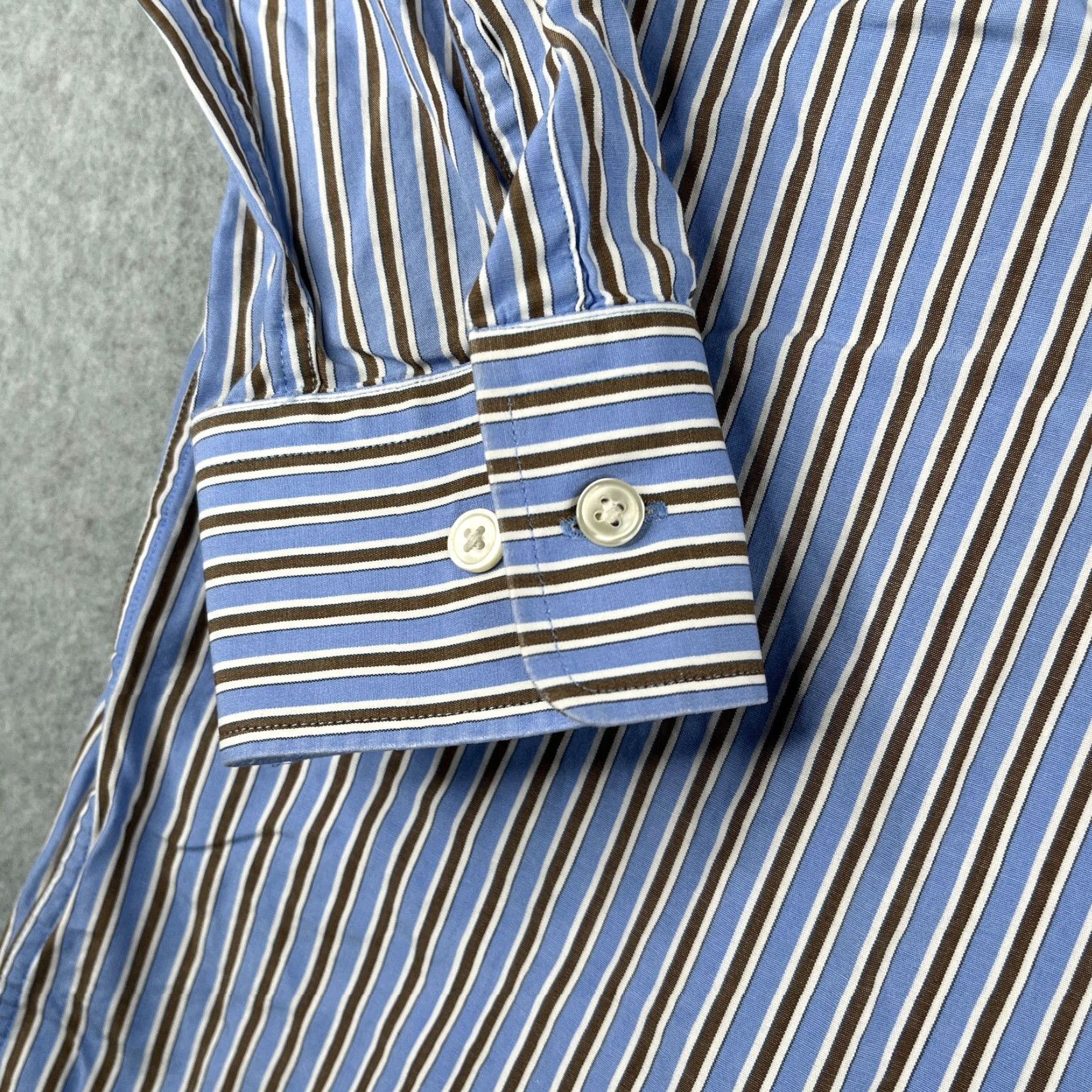 VINTAGE Hugo Boss Shirt 17 Blue Striped Sharp Fit Casual Button Up Long  Sleeve Mens