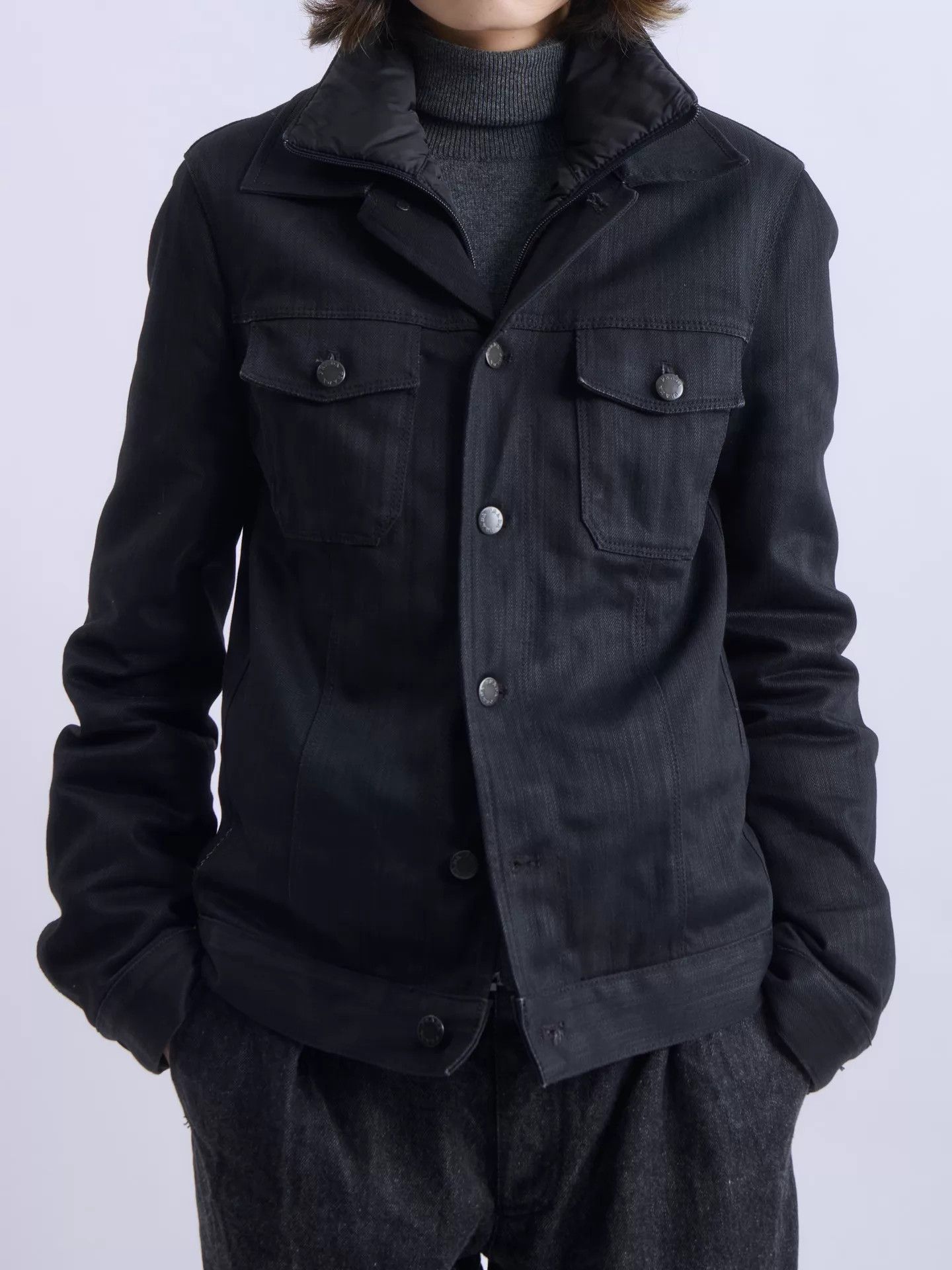 Prada PRADA 2008AW Black Denim Nylon Lined Jacket Size US S / EU 44-46 / 1 - 2 Thumbnail