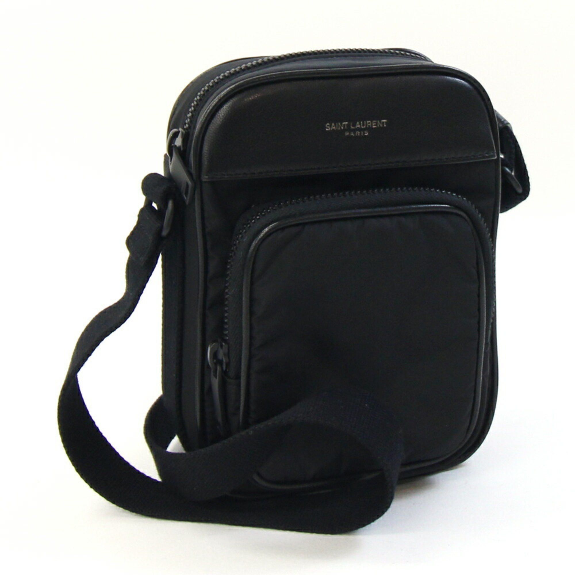 Saint Laurent Paris Saint Laurent Shoulder Bag Phone Pouch 779661 Black Nylon Leather Pochette Men's Saint Lauret