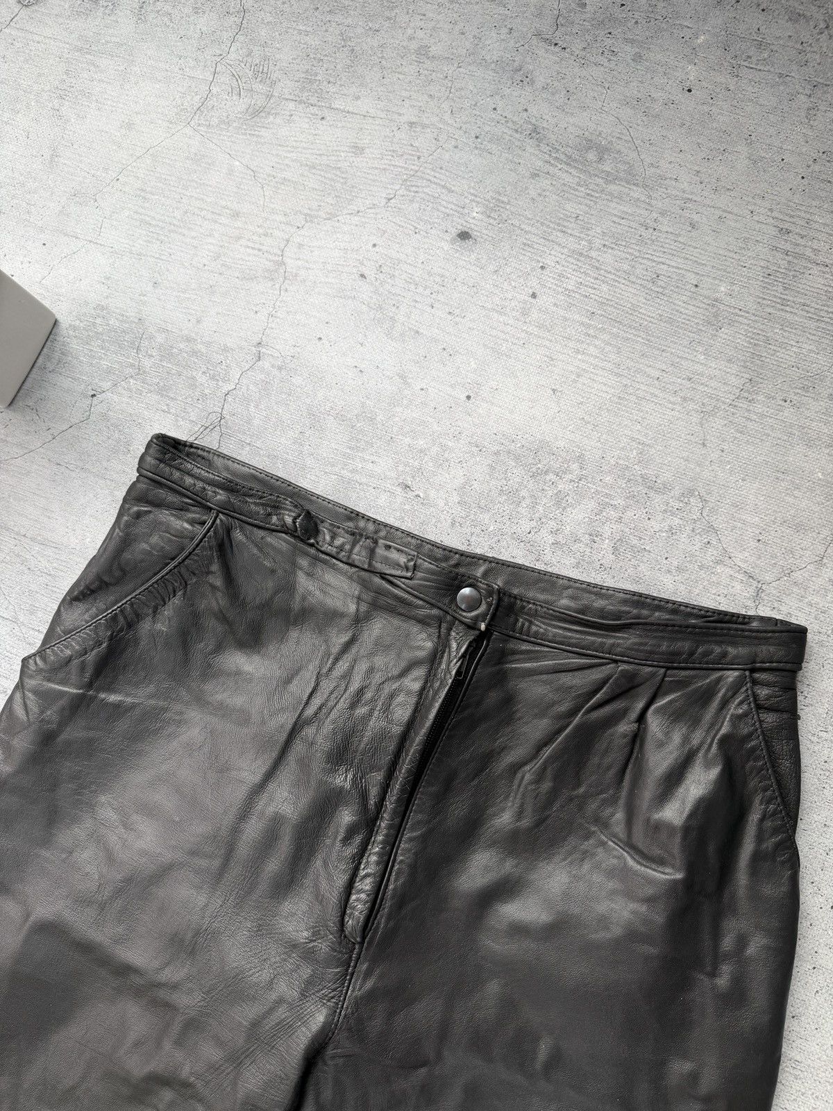Leather Vintage 1990s Leather Black Riding Chap Pants Emo Pants Size US 35 - 3 Thumbnail