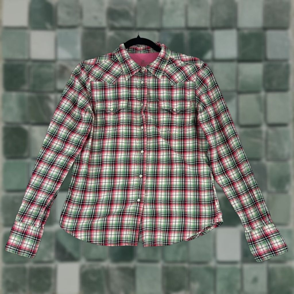Polo Ralph Lauren Polo Ralph Lauren Shirt Womens Medium Pink Plaid Snap Button Long Sleeve 100% Cotton Size M / US 6-8 / IT 42-44 - 1 Thumbnail