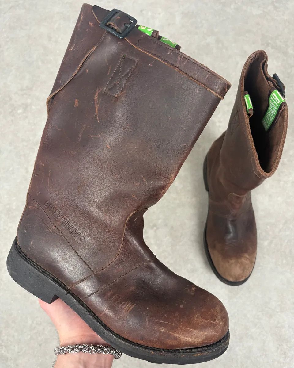 Bikkembergs Archive Brown Eroded Leather Ankle Boots