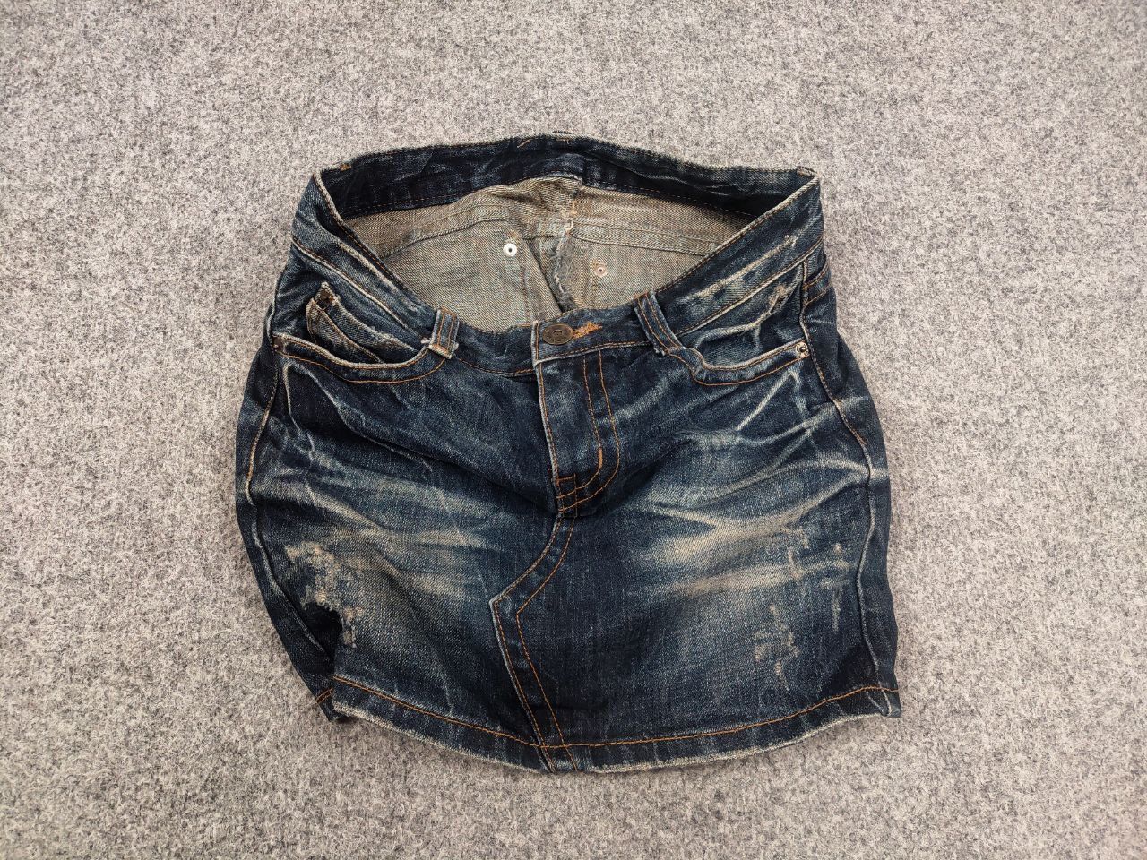 Japanese Brand Vintage Opium Y2K Bondage Distressed Washed Denim Mini Skirt Size 28" / US 6 / IT 42 - 2 Thumbnail