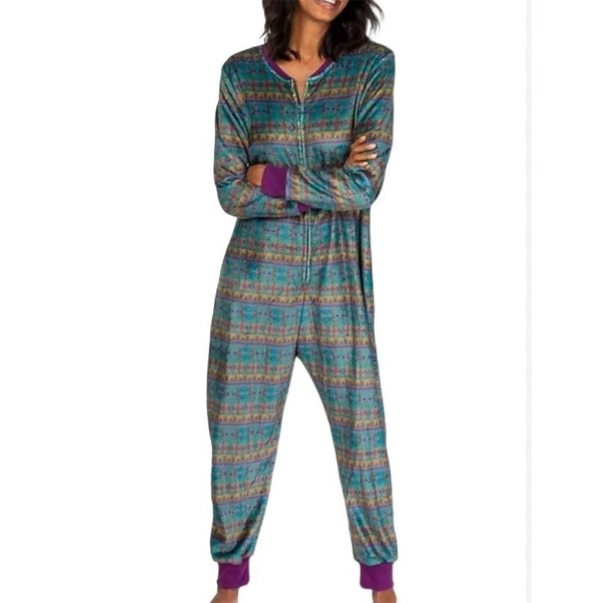 Natural Issue Natural Life Womens Fleece Floral Full Zip Fair Isle Pajamas Size 40" / US 18 - 1 Thumbnail