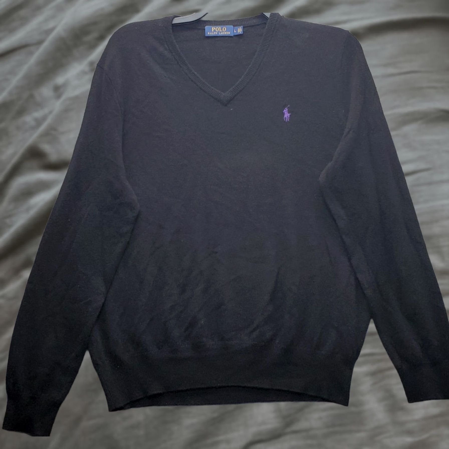 Polo Ralph Lauren Polo Ralph Lauren Sweater Mens L Black Tight Knit Long Sleeve Purple Pony Logo Size US L / EU 52-54 / 3 - 1 Thumbnail