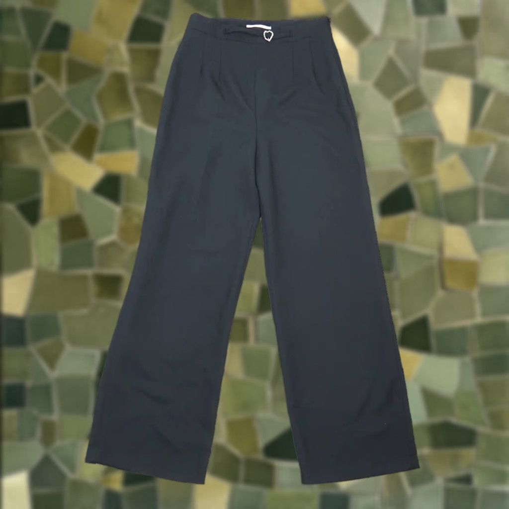 Vintage VINTAGE 90s Modern Times black high rise wide leg Pants M Women Dress Pants Wide-Leg? Size 27" / US 4 / IT 40 - 1 Thumbnail