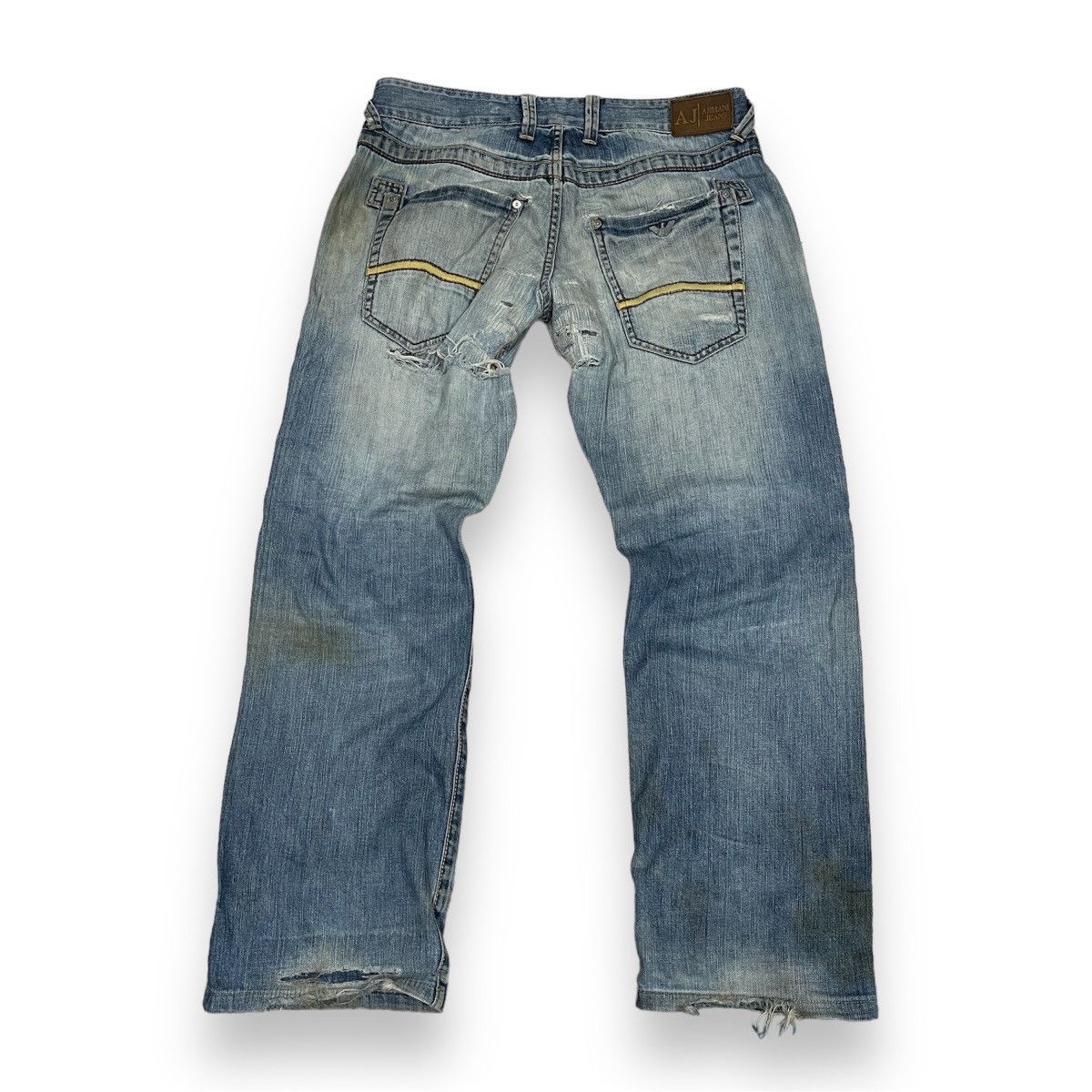 Armani × If Six Was Nine Ripped Distressed Armani Jeans Faded Blue Size US 33 - 1 Thumbnail