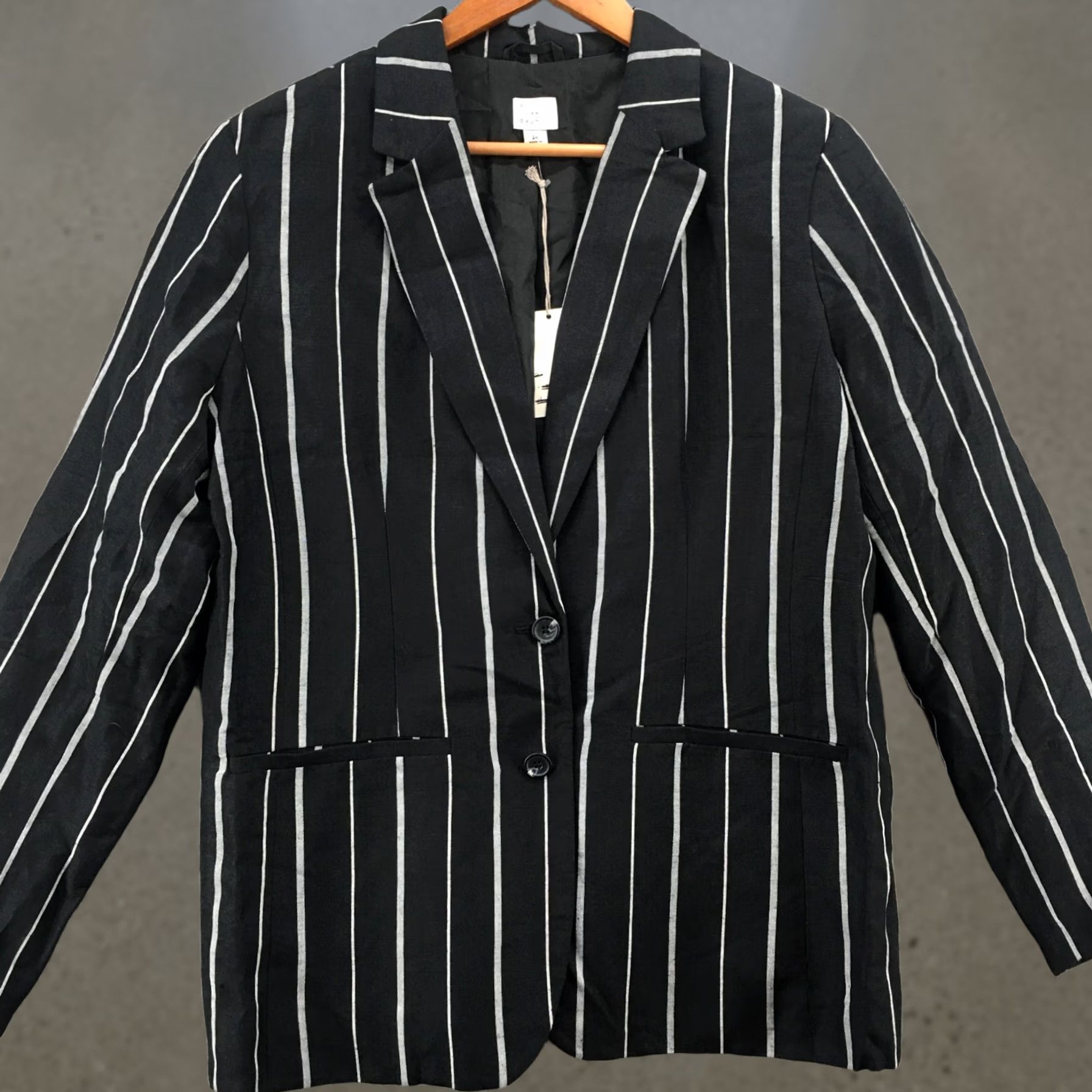 Vintage A New Day Blazer Womens 16 Black Linen Pocket Button Short Jacket Coat Size XXL / US 16-18 / IT 52-54 - 1 Thumbnail