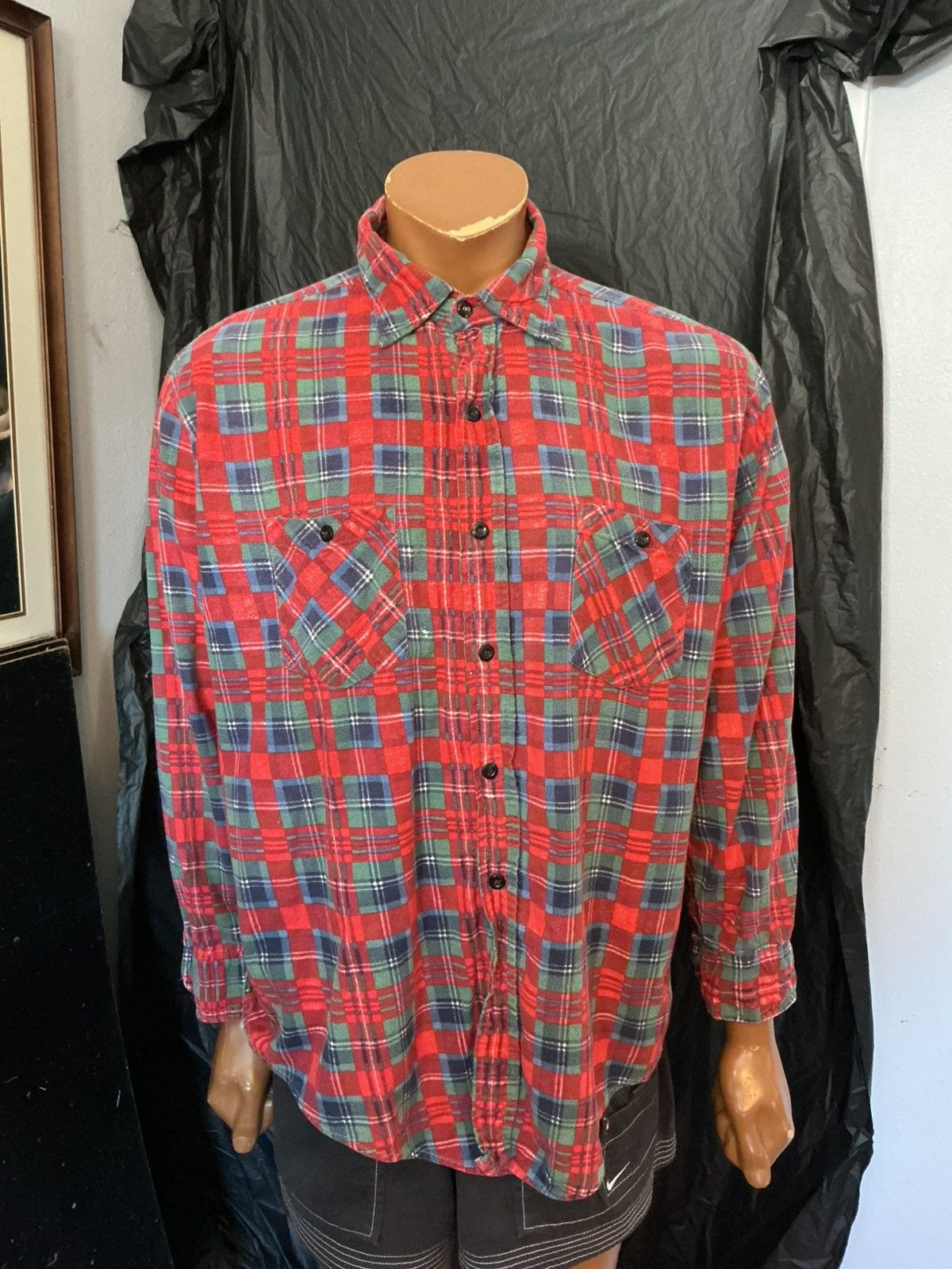 JCPenney Vintage 70s 80s JCPenney Plaid Printed L/S Flannel Shirt Size US XL / EU 56 / 4 - 10 Thumbnail