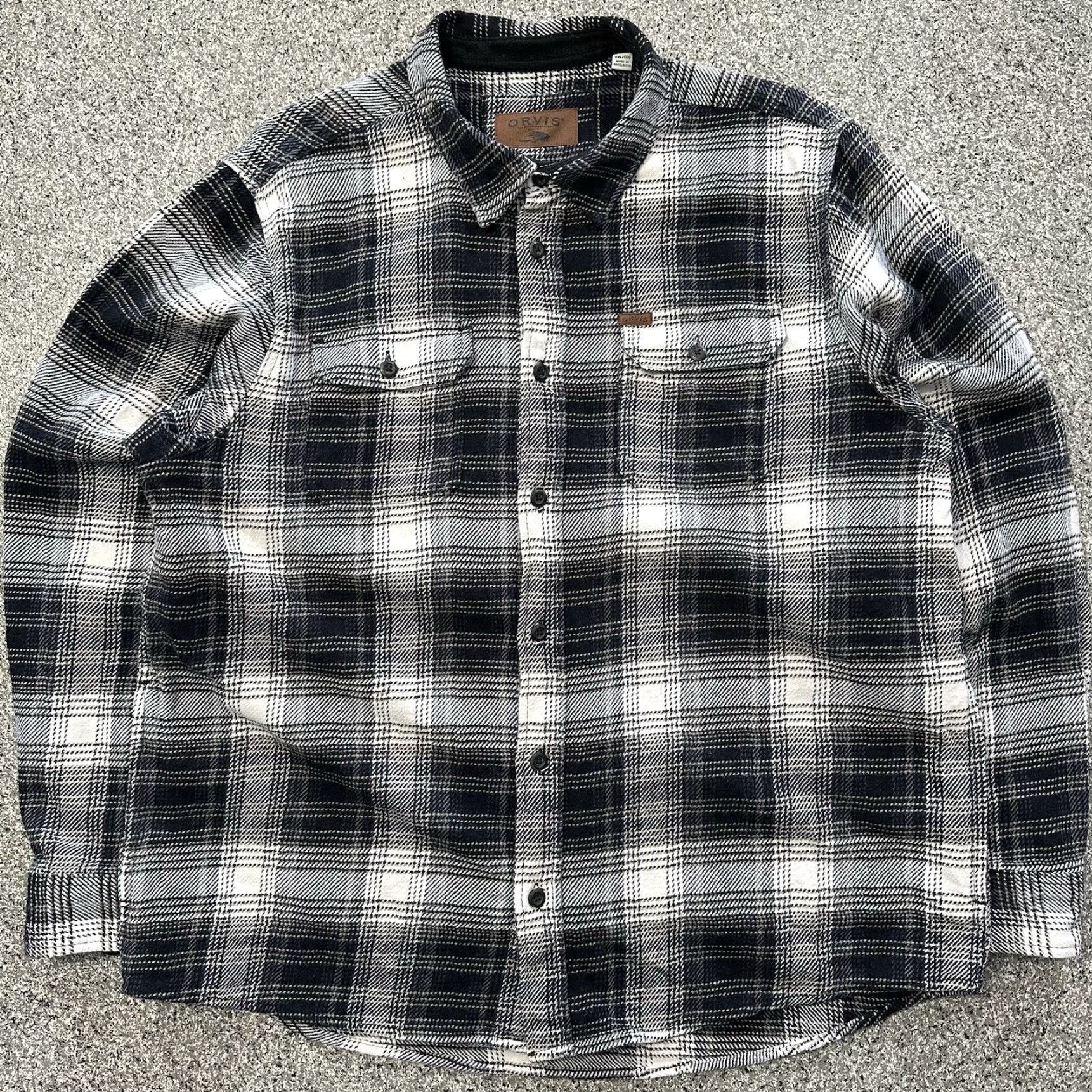 Orvis Orvis Flannel Shacket Mens 2XL Black Plaid Button-Up Shirt Jacket Size US XXL / EU 58 / 5 - 2 Thumbnail