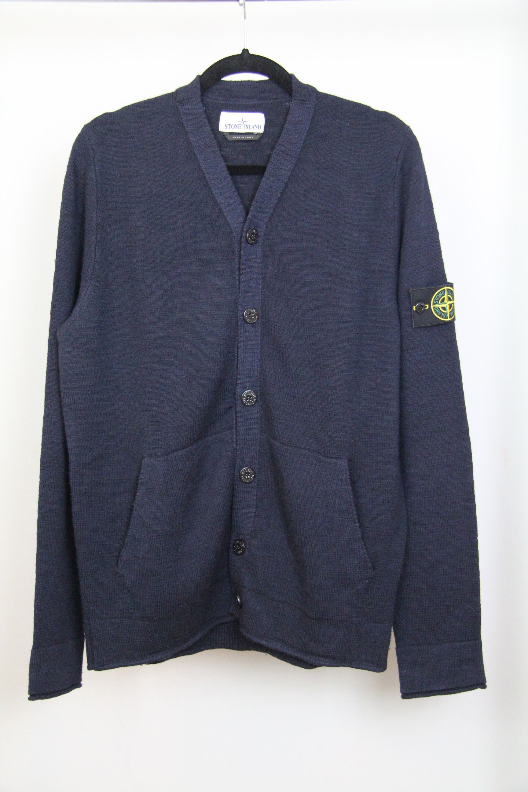 image of Stone Island Knitted Cardigan in Navy, Men's (Size Large)