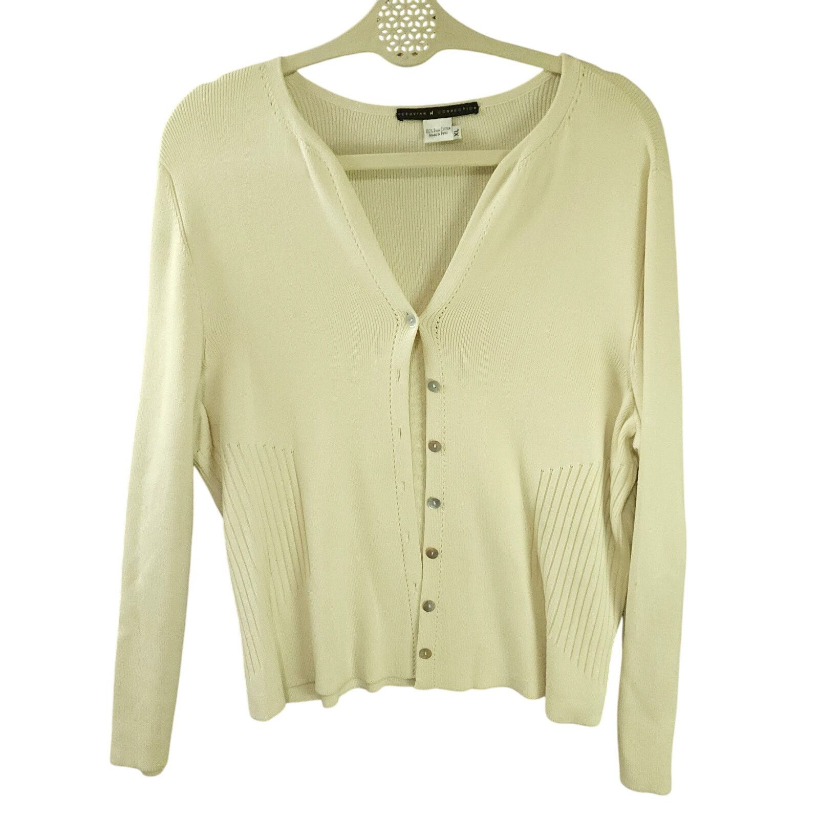 Other Peruvian Connection Cardigan Cream XL Button-Up 100% Pima Size XL / US 12-14 / IT 48-50 - 1 Thumbnail