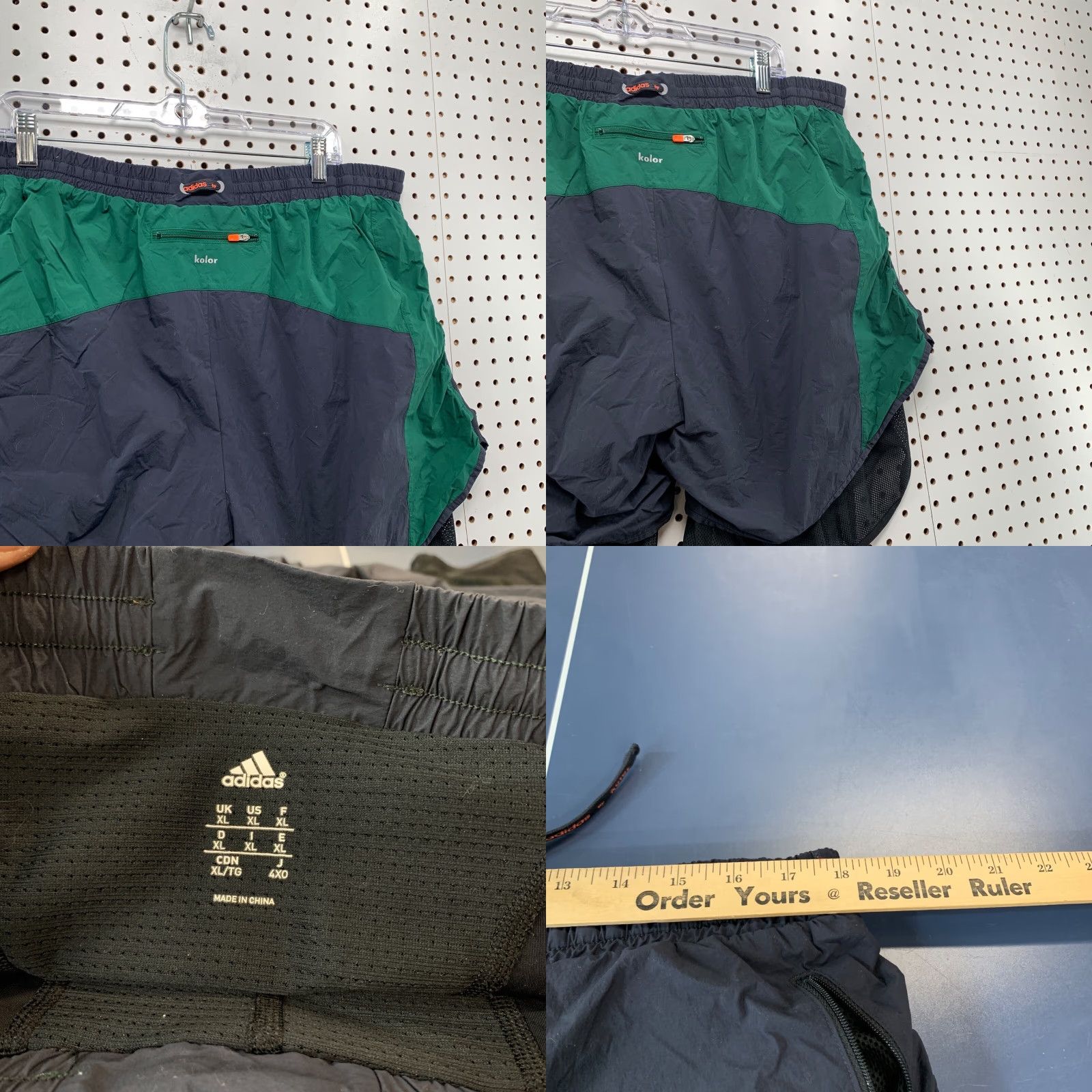 Adidas Adidas Running Shorts Mens XL Blue Green Compression Lined Zip Pockets Size US 36 / EU 52 - 9 Thumbnail
