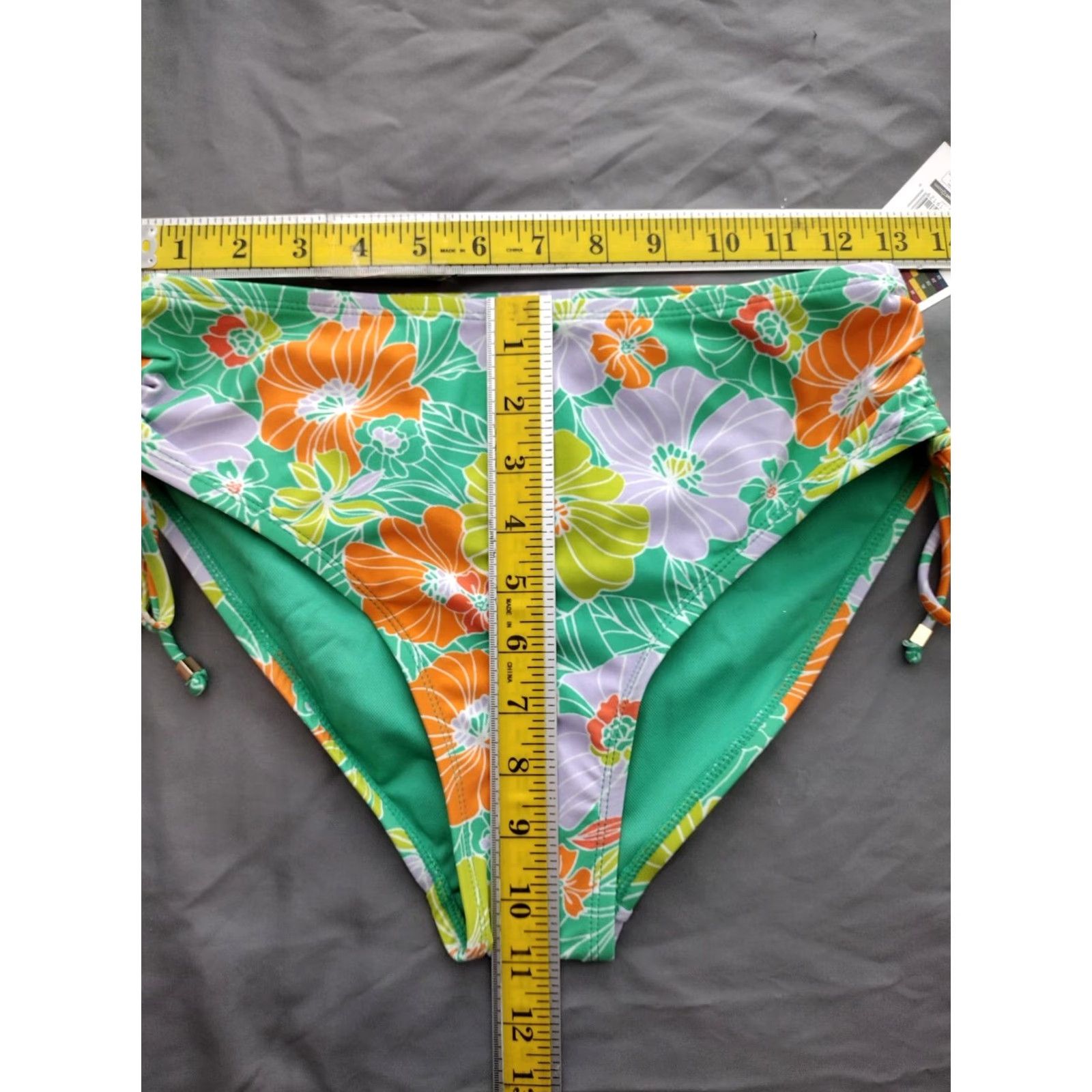 Vintage Time and Tru M Floral String Bikini Tie Side Bottom Swimwear Green Size 32" / US 10 / IT 46 - 4 Thumbnail