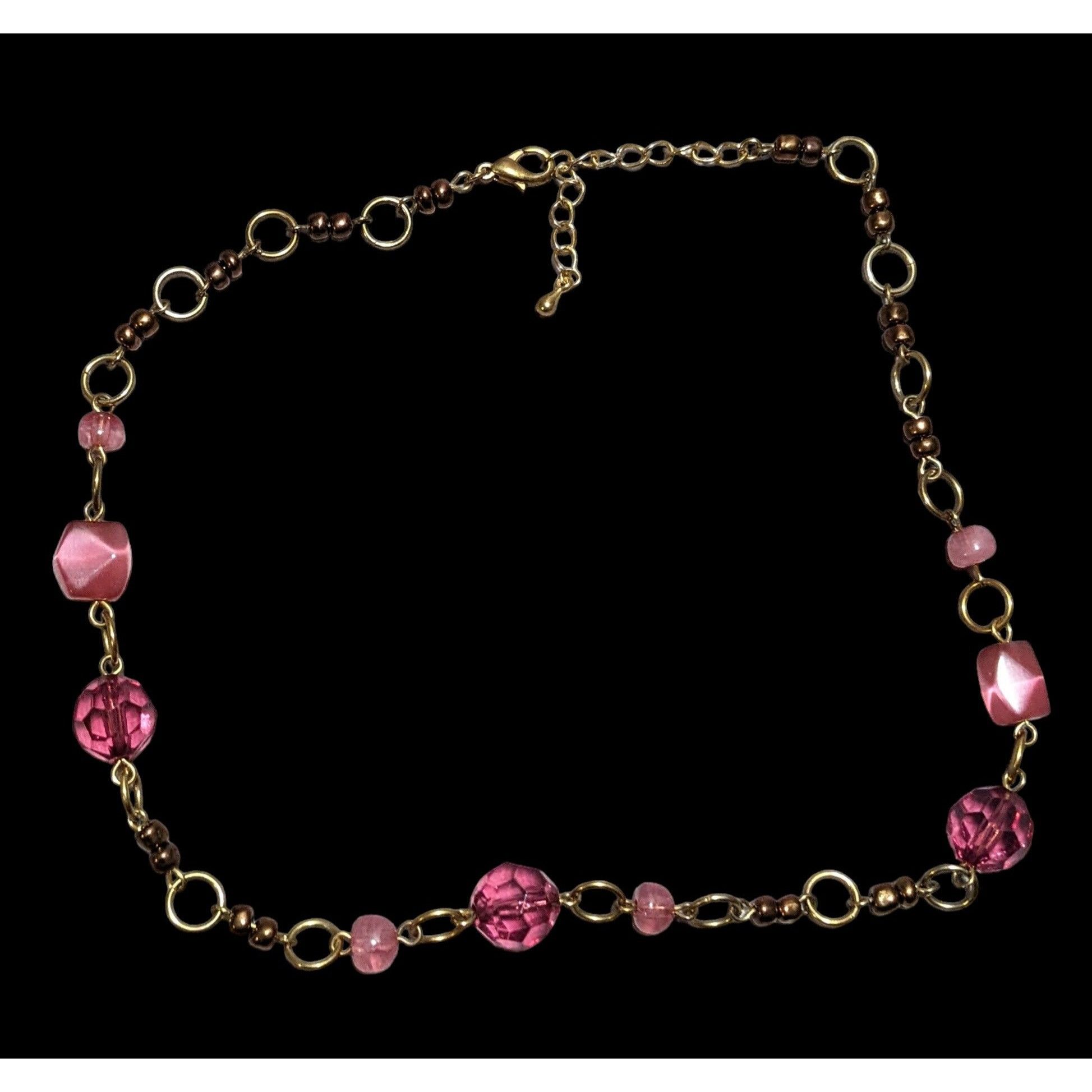 Other Pink And Gold Abstract Beaded Gem Necklace Size ONE SIZE - 1 Thumbnail