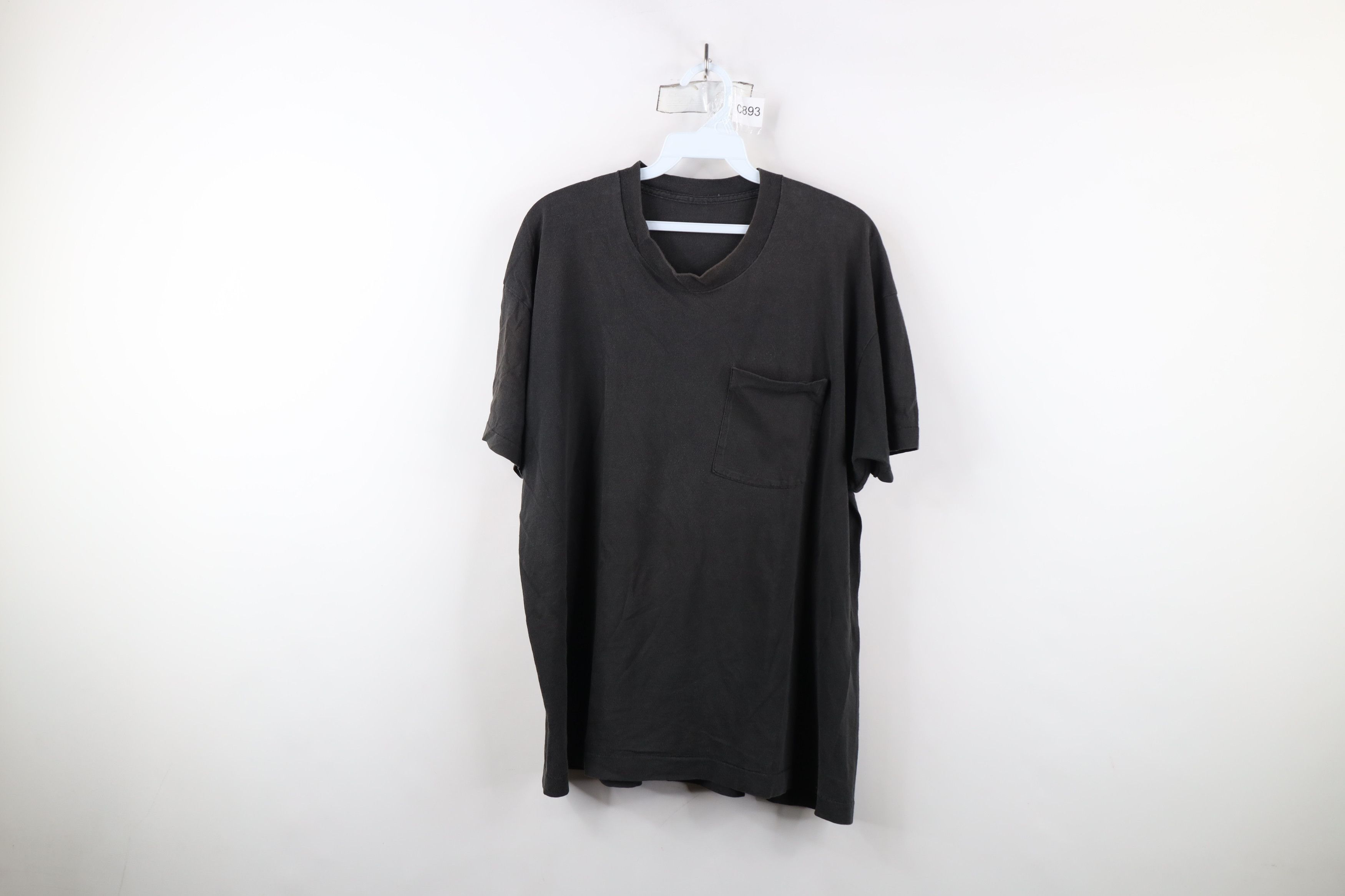 Vintage Vintage 90s Streetwear Faded Cotton Pocket T-Shirt Black USA Size US XL / EU 56 / 4 - 1 Thumbnail