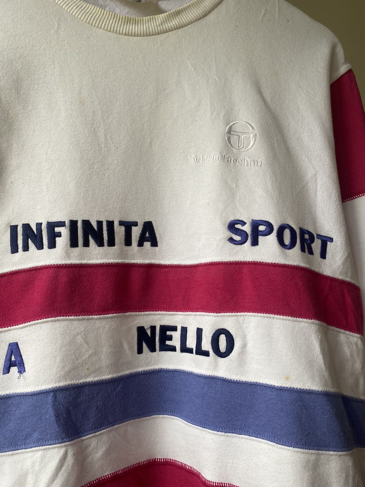 Designer × Sergio Tacchini Sergio Tacchini Stripes Sweatshirt 90s 80s Size L / US 10 / IT 46 - 3 Thumbnail