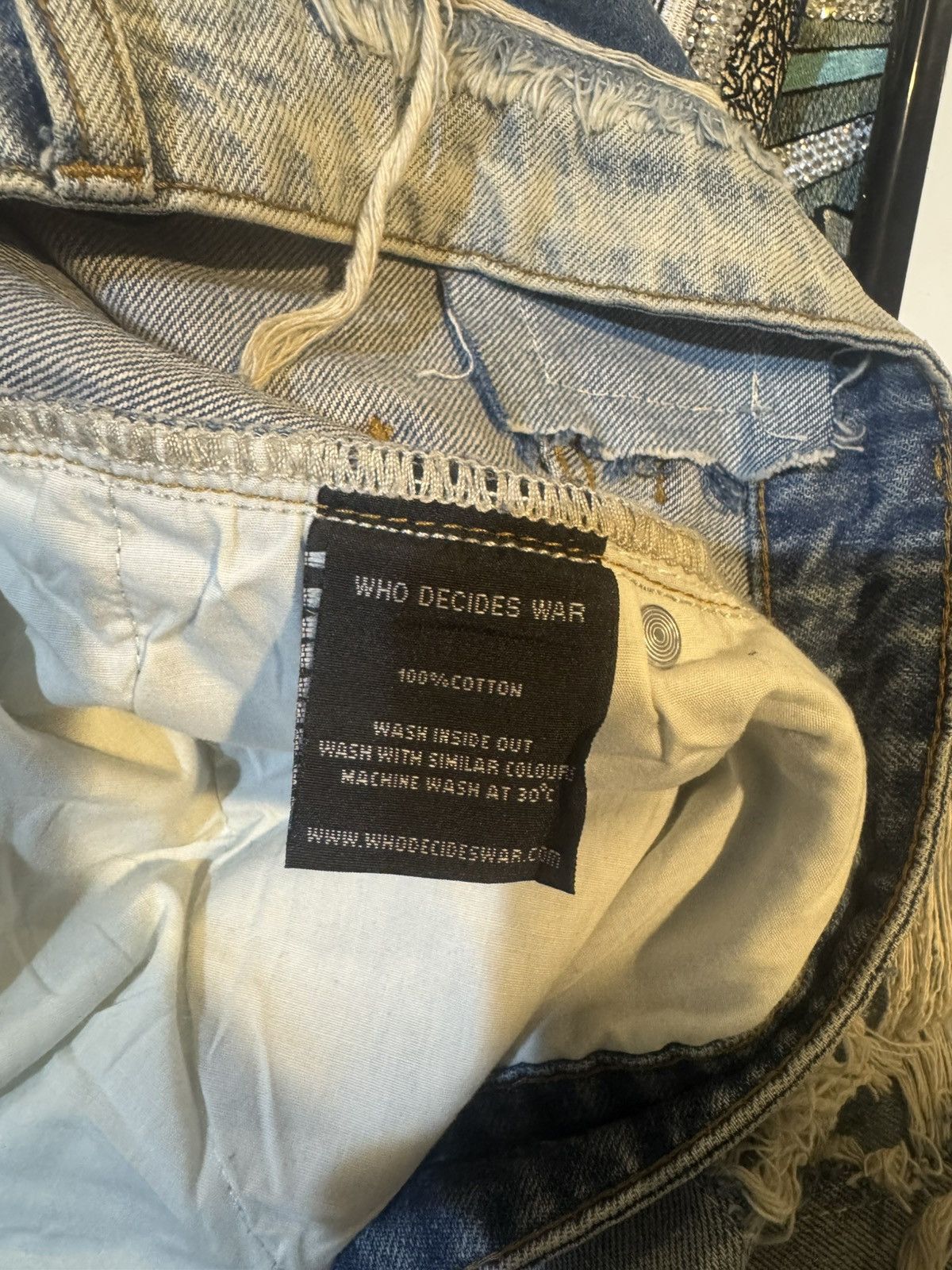 Who Decides War Who decides war rhinestone two tone denim jeans Size US 36 / EU 52 - 5 Thumbnail
