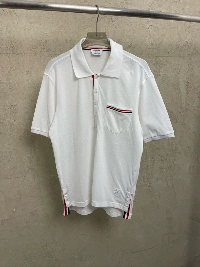 Thom Browne Thom Browne White pocketed polo collar short sleeves Size US S / EU 44-46 / 1 - 1 Thumbnail