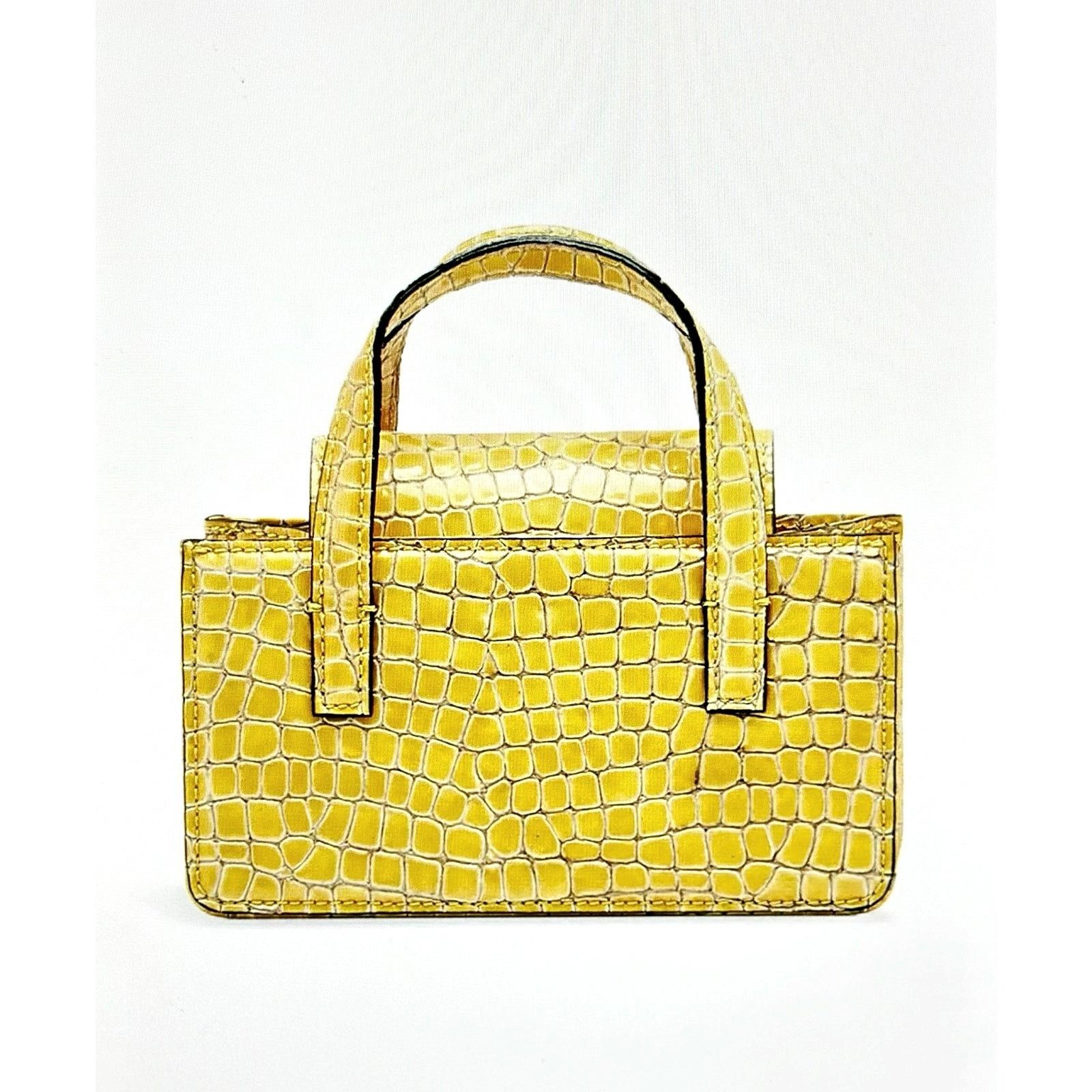 Other Marge Sherwood Croc Skin Square Top Handbag Crossbody Yellow Size ONE SIZE - 7 Thumbnail
