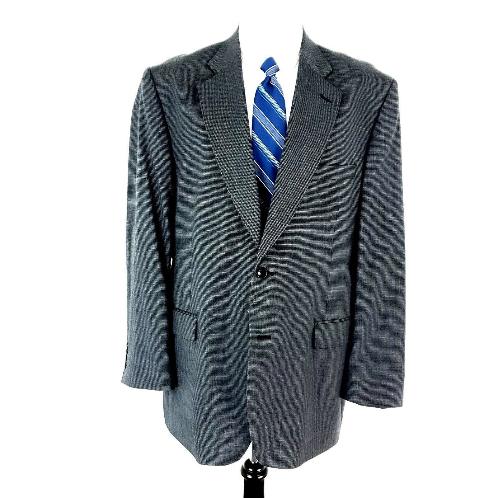 Stafford Stafford Wool Heavy Wool 2 Button Sport Coat 44L Gray Nailsh Size 44L - 3 Thumbnail