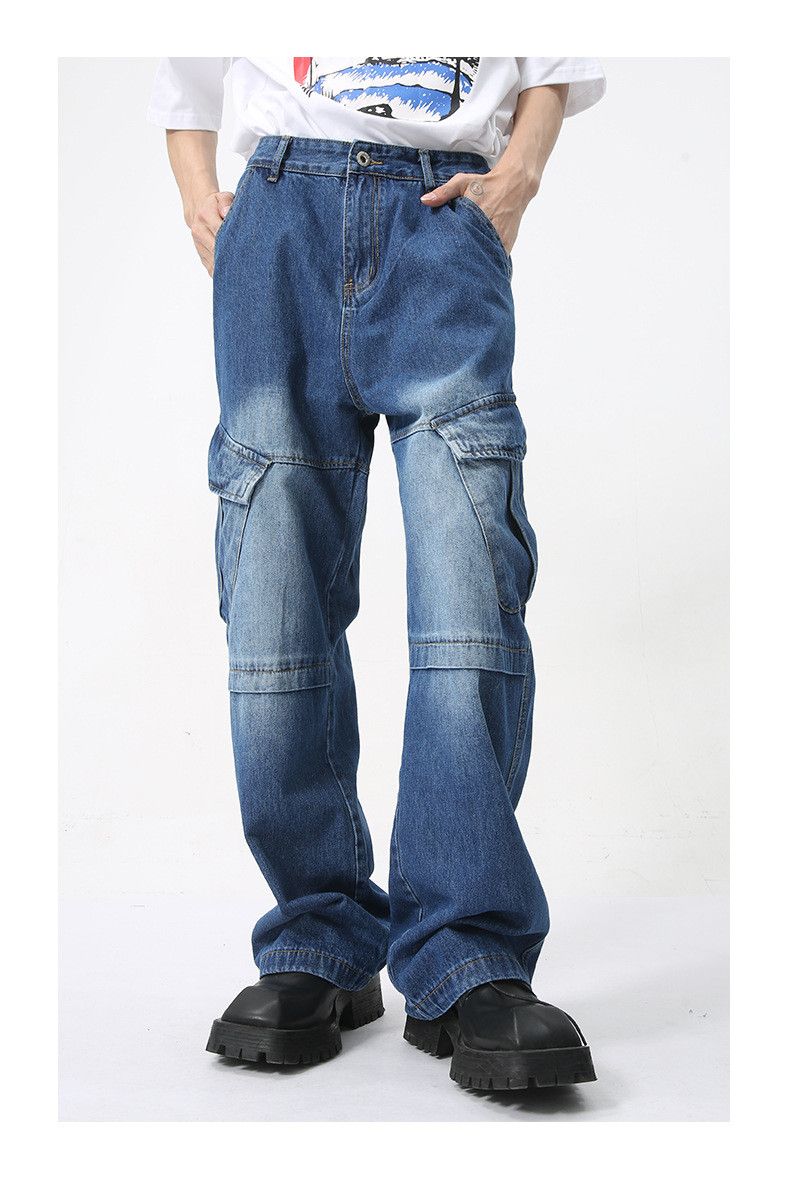 Japanese Brand Men's washed vintage pocket dark blue work jeans Size US 32 / EU 48 - 1 Thumbnail