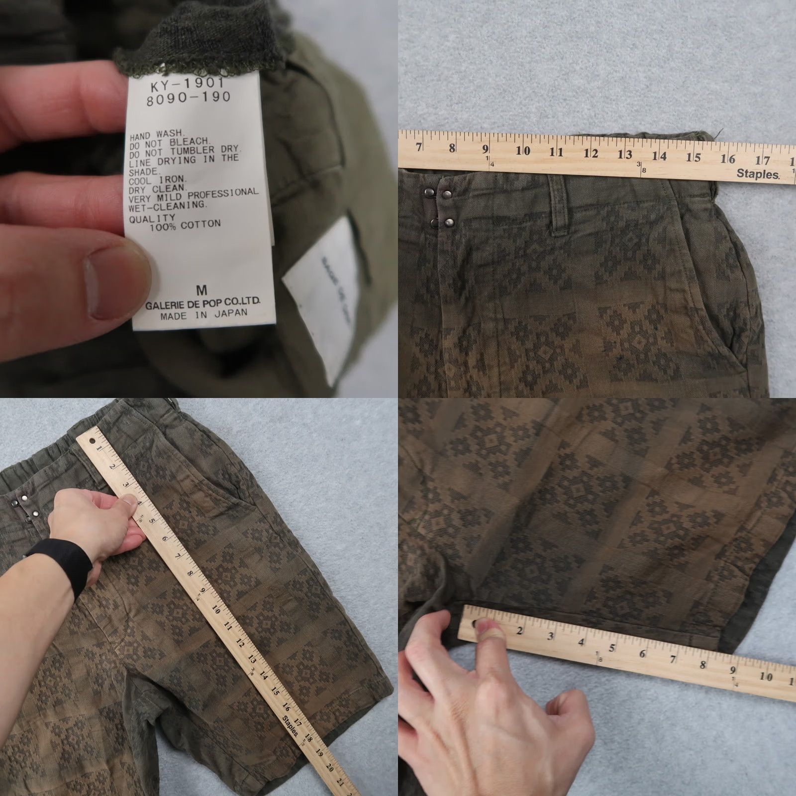 Sage De Cret Sage De Cret Mens Plaid Geometric Shorts M Green Japan Made Casual Chino Pockets Distressed Fade Size US 31 - 8 Thumbnail