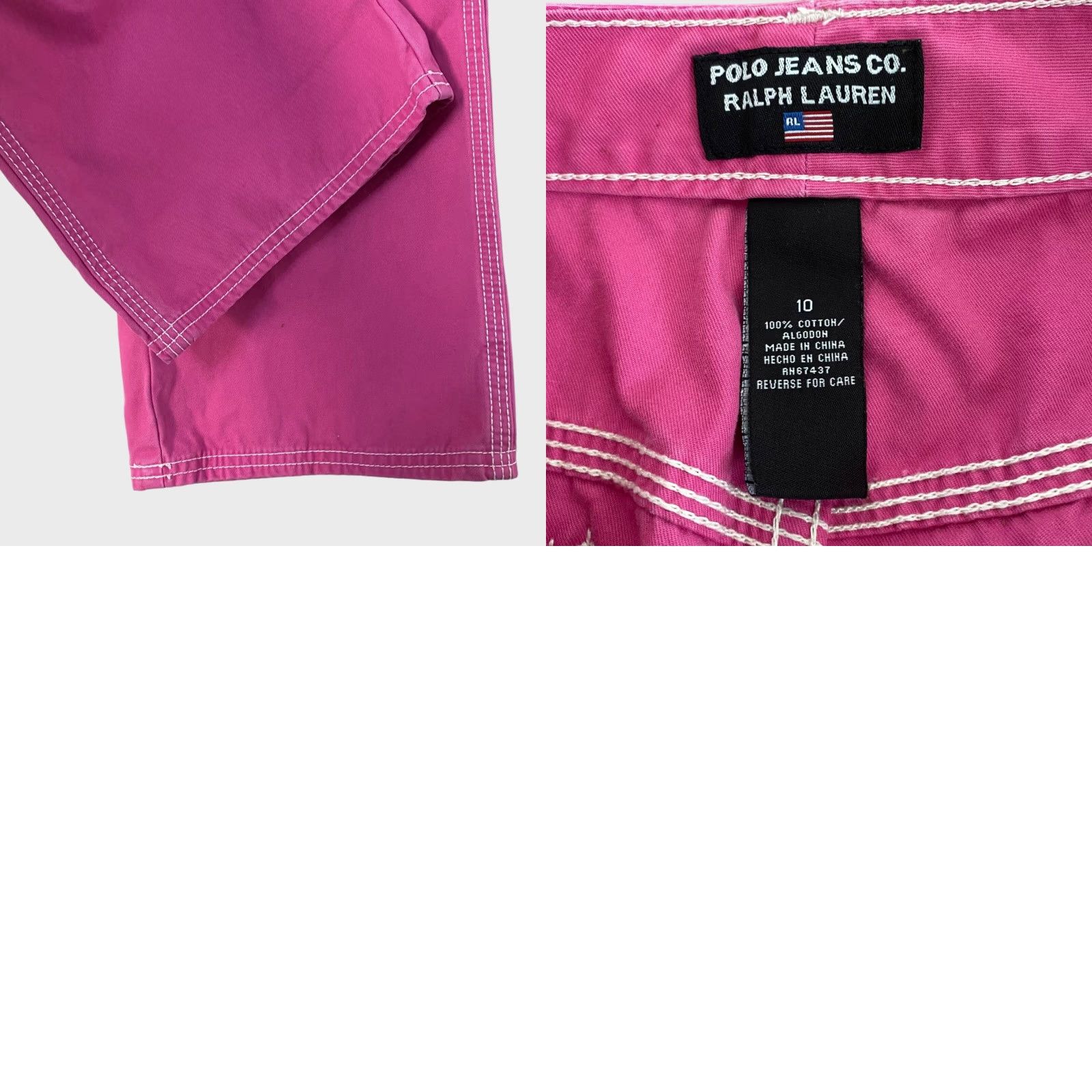Ralph Lauren VINTAGE Y2K Ralph Lauren Cargo Carpenter Pants Womens 10 Pink Cropped Mid-Rise Straight Leg Size 32" / US 10 / IT 46 - 8 Thumbnail