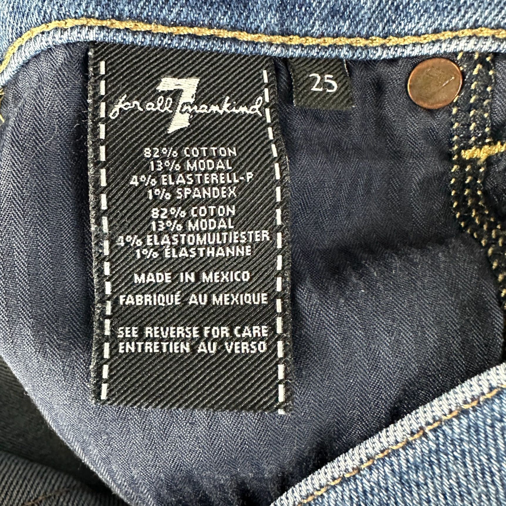 7 For All Mankind 7 For All Mankind Jeans Womens 25 The Ankle Skinny Cotton Stretch Pockets Blue Denim 5-Pocket Design Regular Mid Rise Adult Womens Size 42" / US 20 - 6 Thumbnail