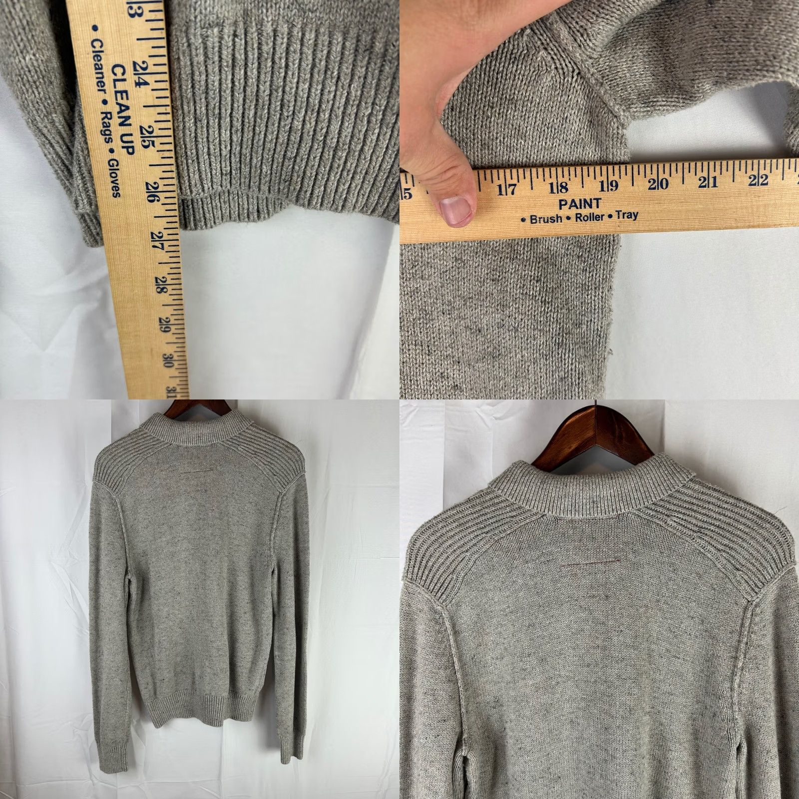 Banana Republic Banana Republic Heritage Mens Gray Speckled 1/4 Zip Sweater Size S 100 Cotton Size US S / EU 44-46 / 1 - 8 Thumbnail