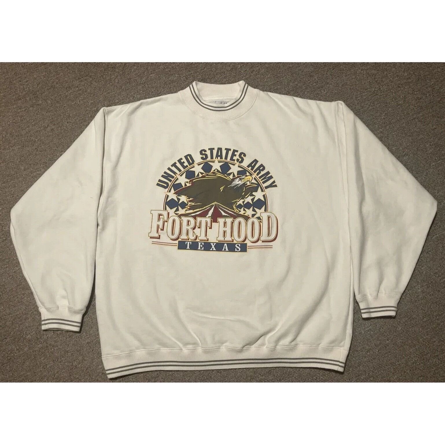 Vintage Vintage 90s XL Fort Hood Texas US Army Airborne Military Cre Size US XL / EU 56 / 4 - 1 Thumbnail
