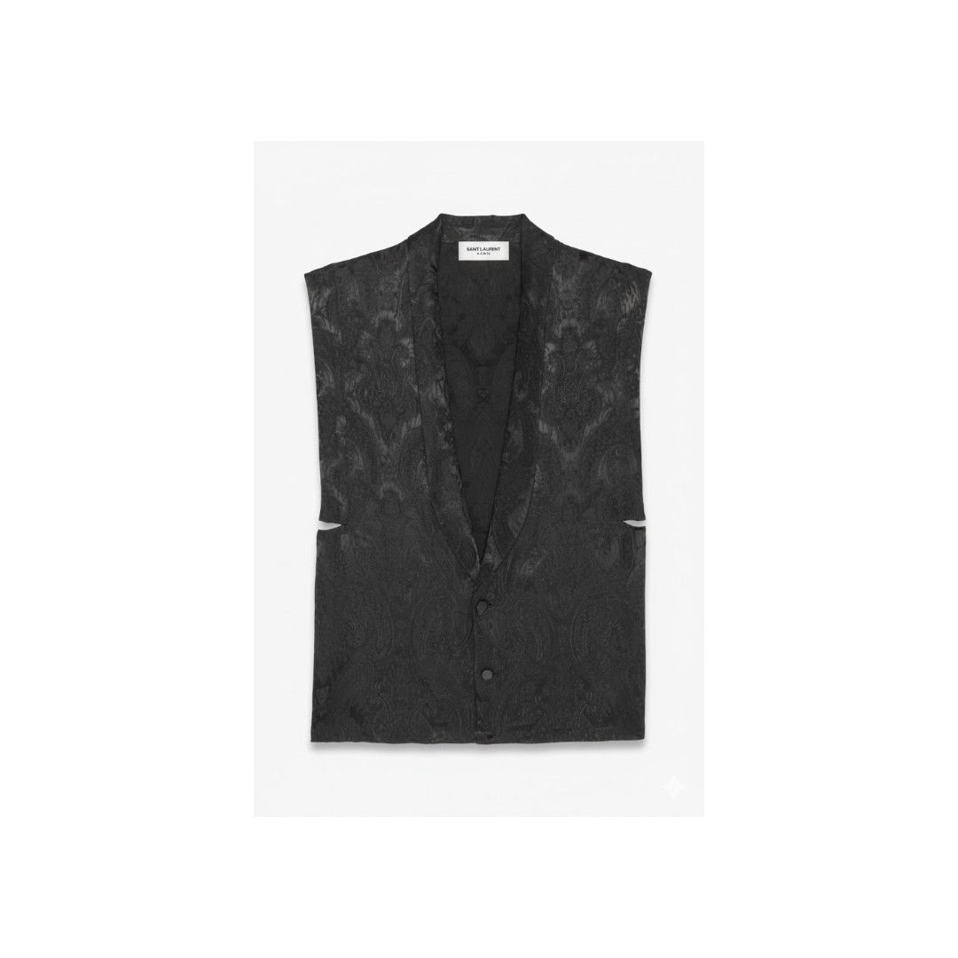 Saint Laurent Paris o1la1rc1a1225 681590 Sleeveless Shirt Vintage Jacquard Size US M / EU 48-50 / 2 - 1 Preview