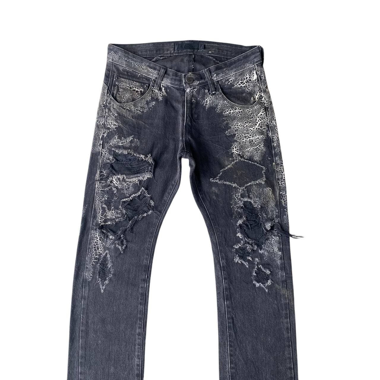 JACKROSE Rocker Jackrose LuvMaison Python+SpiderWeb Distressed Denim Size US 28 / EU 44 - 3 Thumbnail