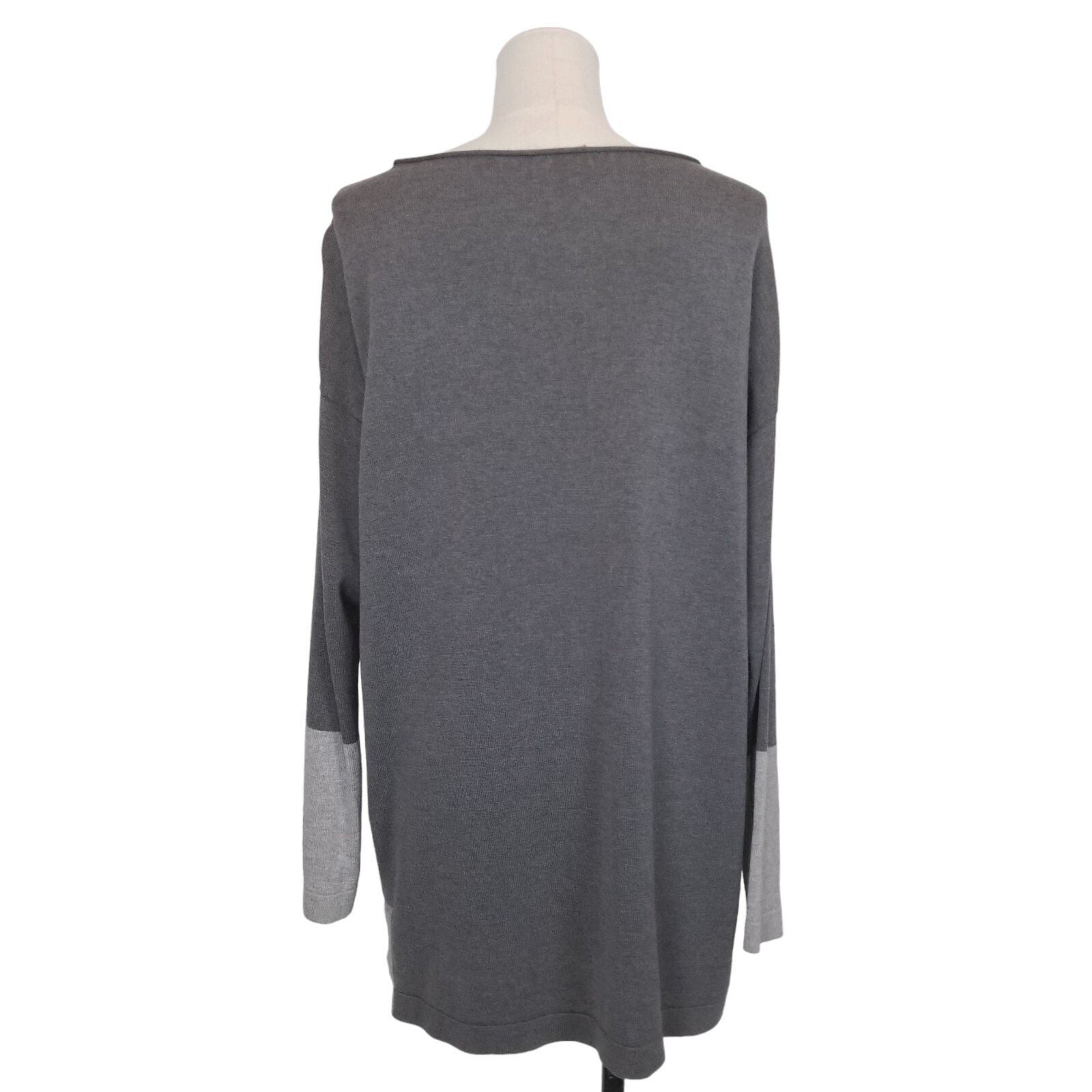 Eileen Fisher Eileen Fisher Silk Blend Colorblock Sweater Tunic Gray XS Size XS / US 0-2 / IT 36-38 - 4 Thumbnail
