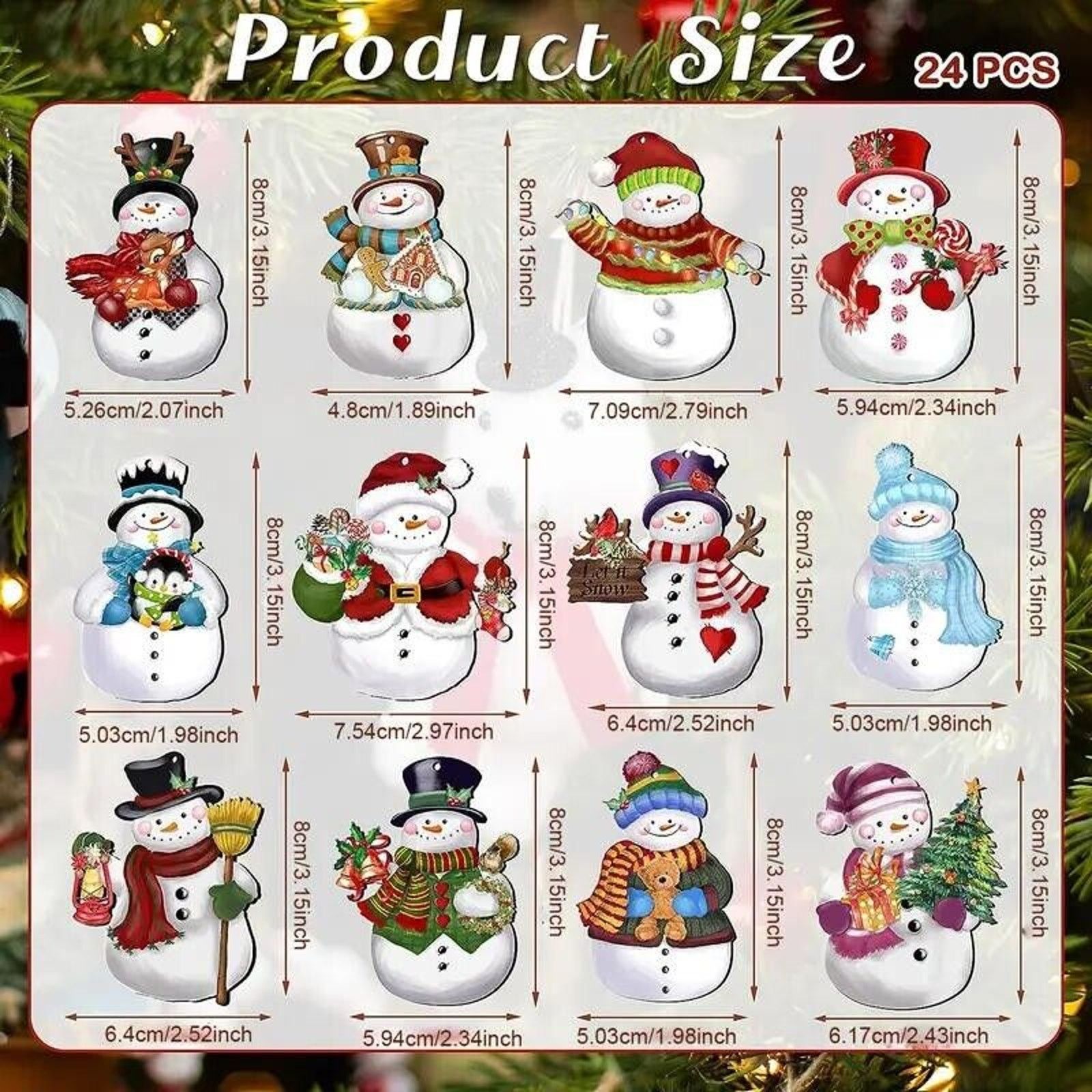 Other Wooden Christmas Ornaments • 24pcs Snowmen • Window Décor Size ONE SIZE - 4 Thumbnail