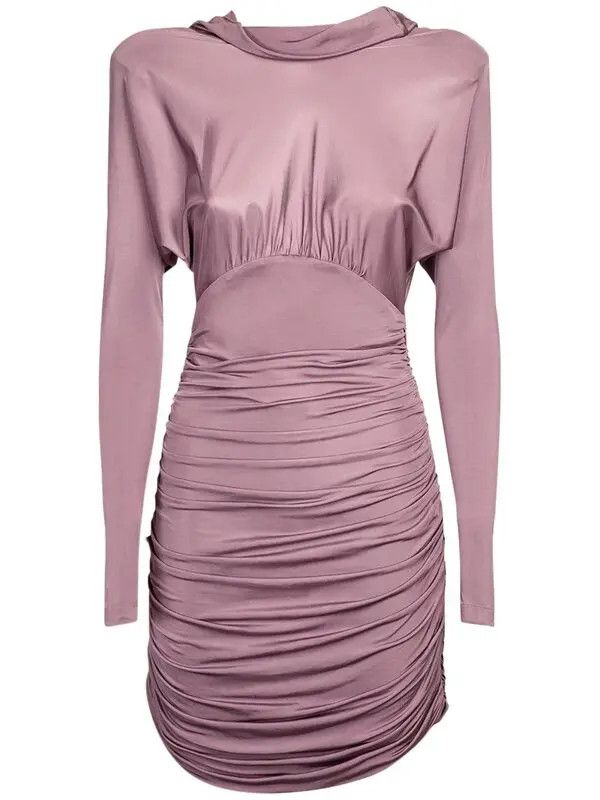 Saint Laurent Paris o1s1wg111024 Shiny Knit Long Sleeve Mini Dress in Purple Size M / US 6-8 / IT 42-44 - 1 Thumbnail