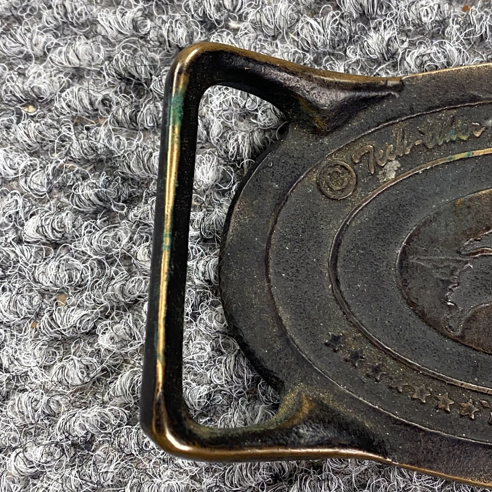 Vintage VINTAGE Tech Ether Guild Bald Eagle Belt Buckle Solid Brass USA Patriotic 70s Western Buckle Mens 1.5 in Gold Size ONE SIZE - 6 Thumbnail